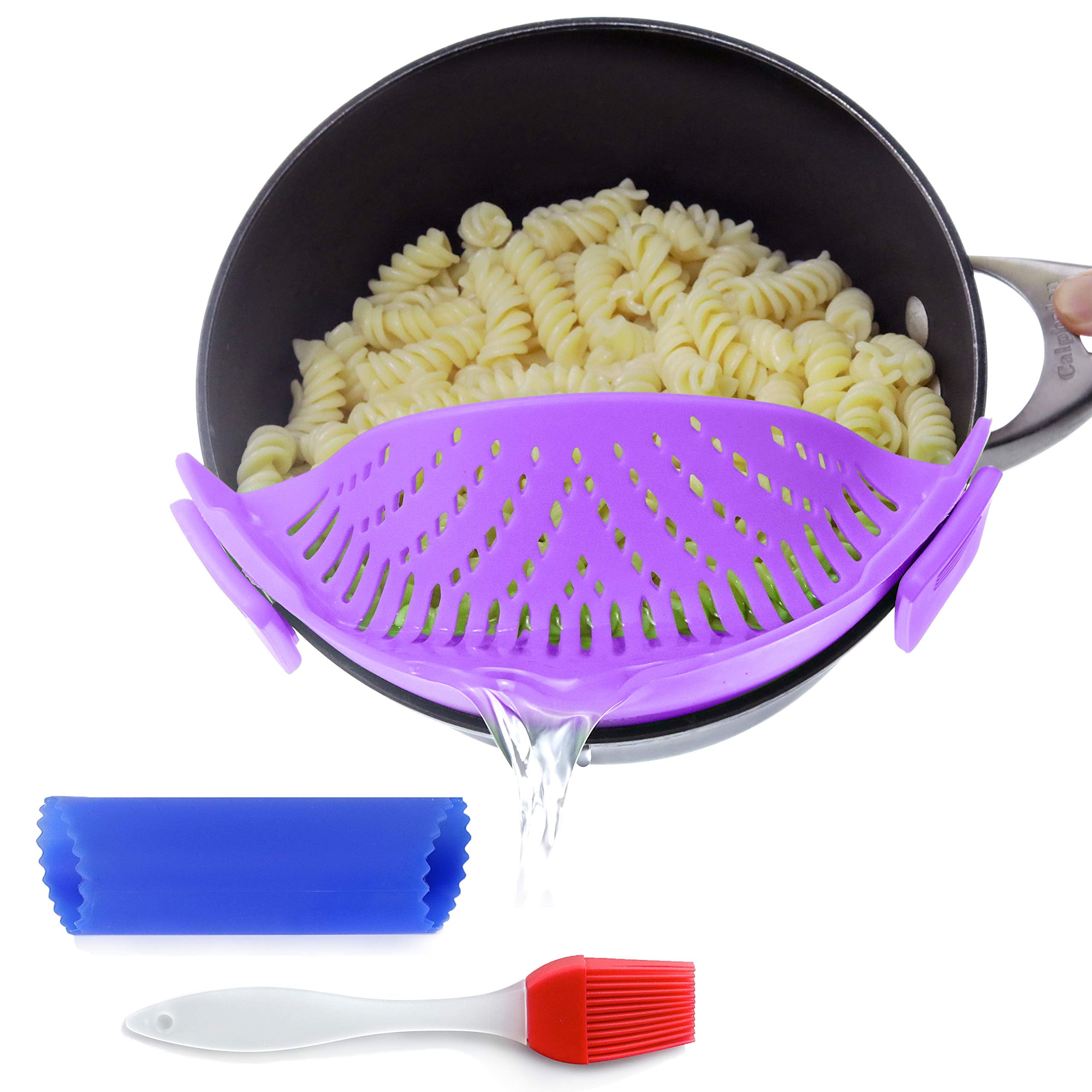 Clip On Kitchen Food Strainer For Spaghetti, Meat, Pasta, & Ground Beef Grease, Colander & Sieve Snaps Or Clips Onto Bowls, Pots