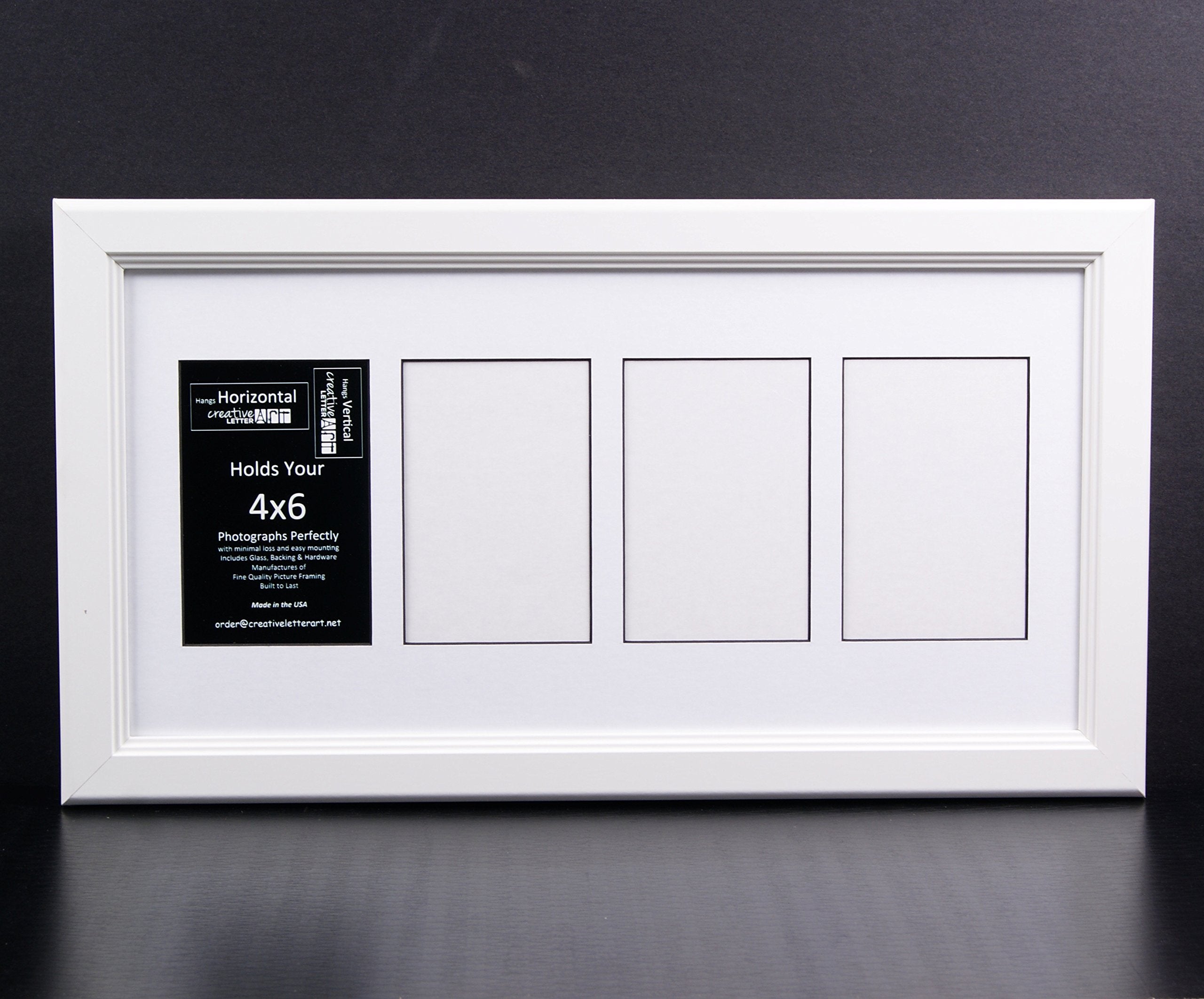 Creative Letter Art 4    x 6    Multiple Opening Picture Frame Collage with 4 holes, Cottage White Frame with 10 x 20-inch White