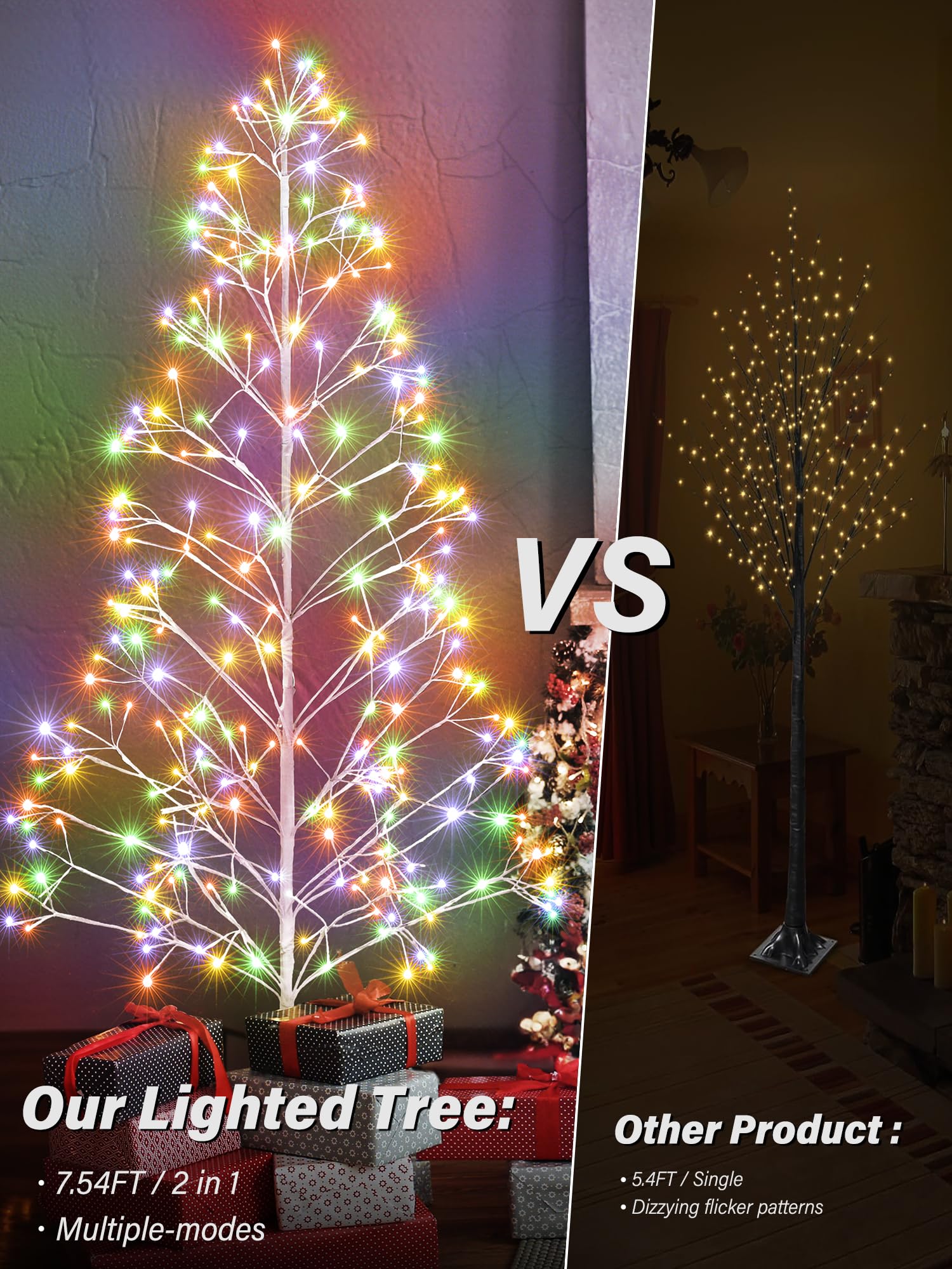 7.5ft Height Decorated Christmas Tree with Lights - 336 LED 2 in 1 Artificial Christmas Tree Lighted Outdoor Display with Remote