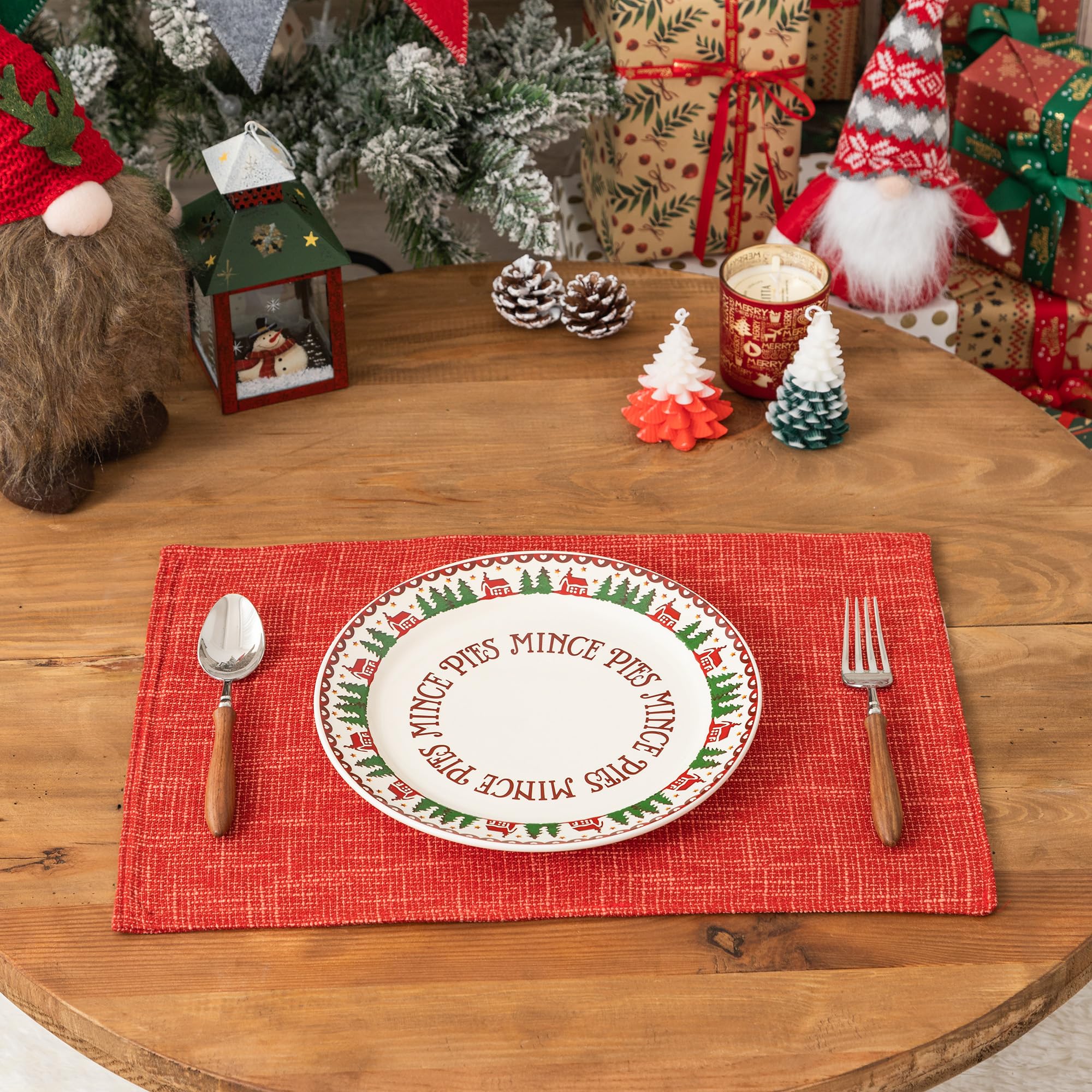 Kevin Textile Fall Table Mats Set Of 6 Heat Resistant Washable Placemats For Parties Buffet Dinner Autumn Decorative, 13 X 19 In