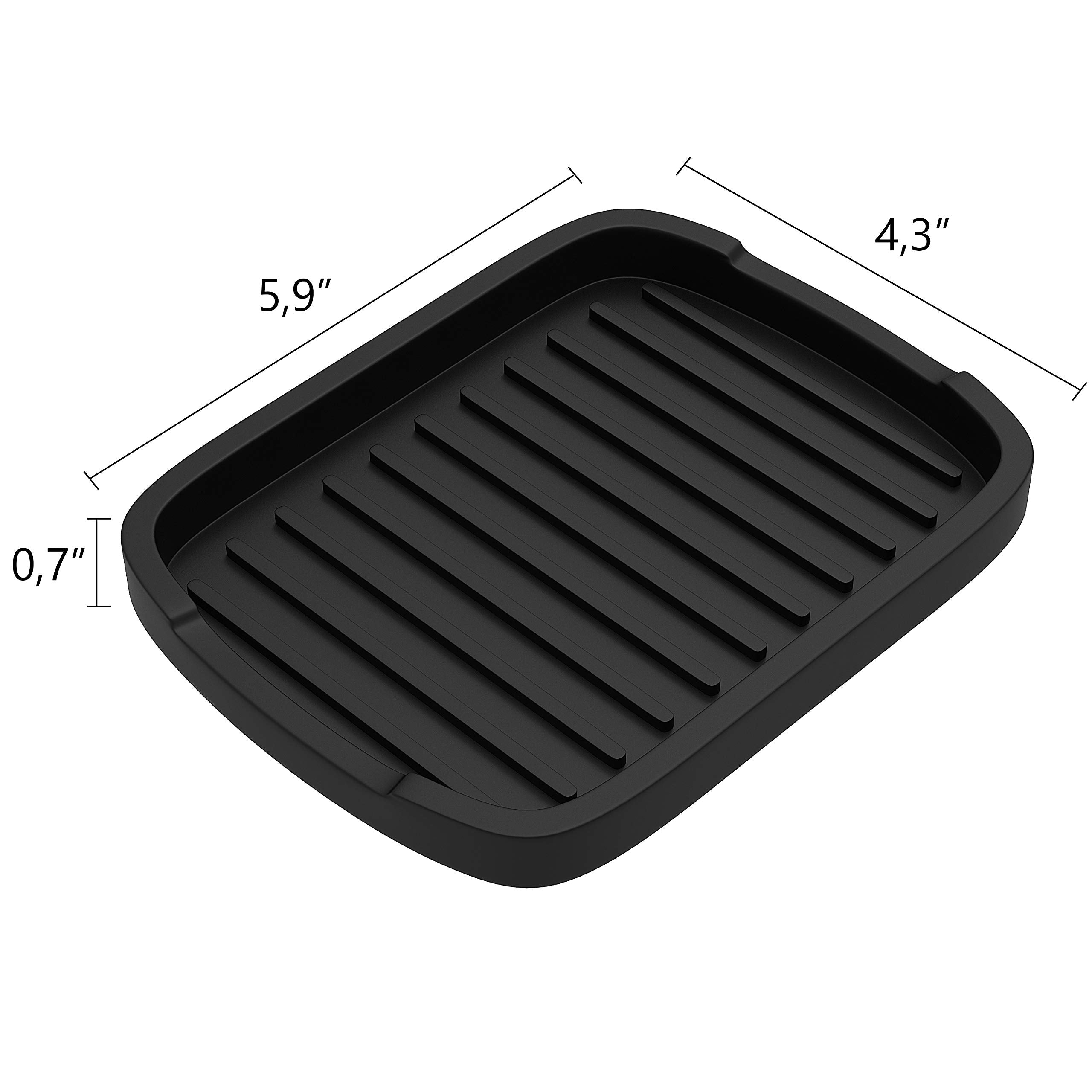 Zappoware Silicone Sponge Holder -Soap Tray - 5.9 '' X 4.33 '' (Black), 1-Pack (Black)