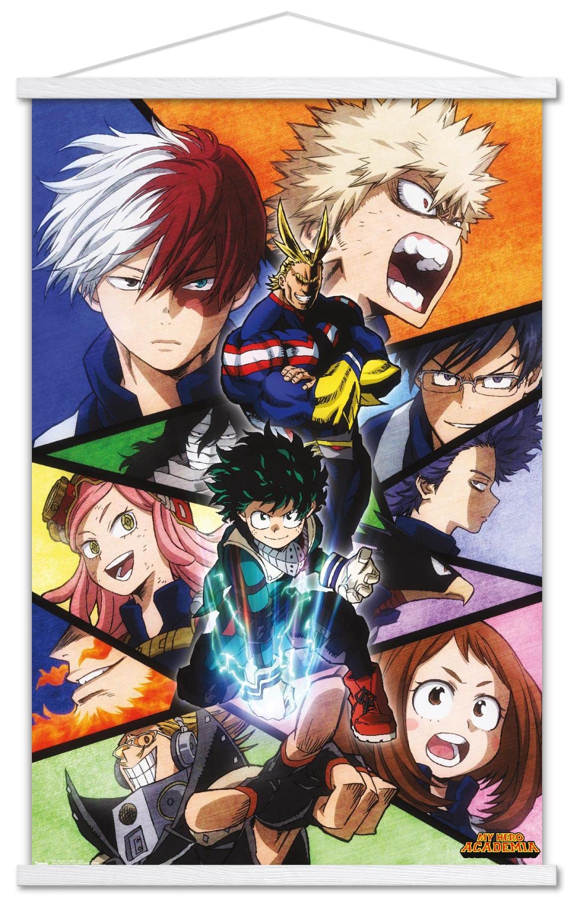 Trends International My Hero Academia - Faces Wall Poster, 22.37'' X 34.00'', Premium Print And White Hanger Bundle