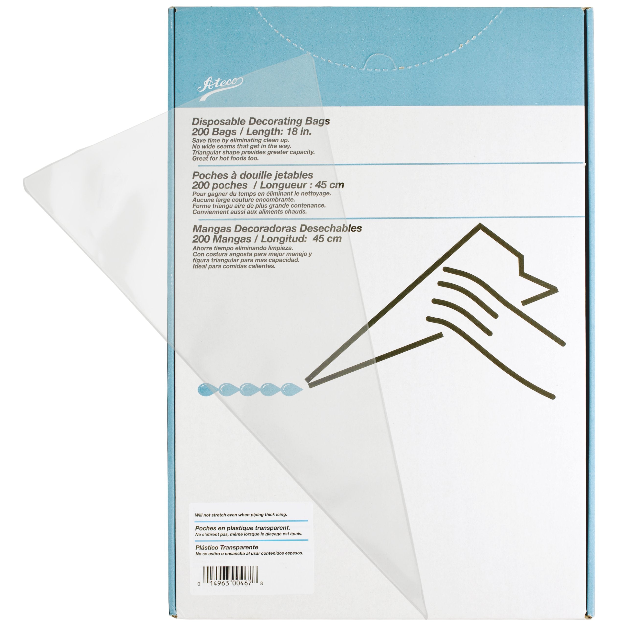 Ateco Soft Disposable Decorating Bags, 18-Inch, Pack of 200, Made in USA
