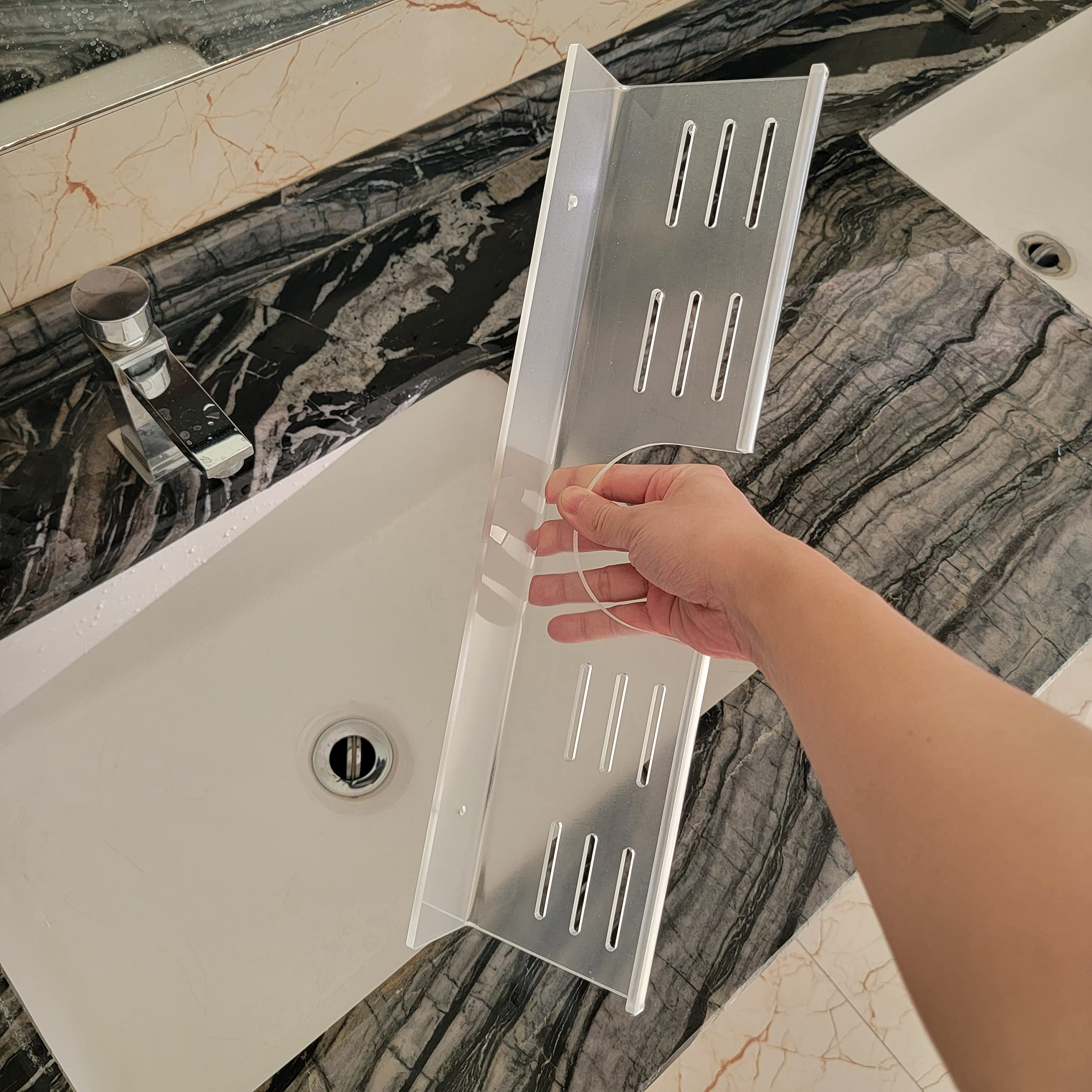 Royalita 24 Inch Acrylic Bathroom Shelf Organizer Over The Faucet, Over The Sink Shelf Room Decor, Sink Shelf Over Faucet, Bathr