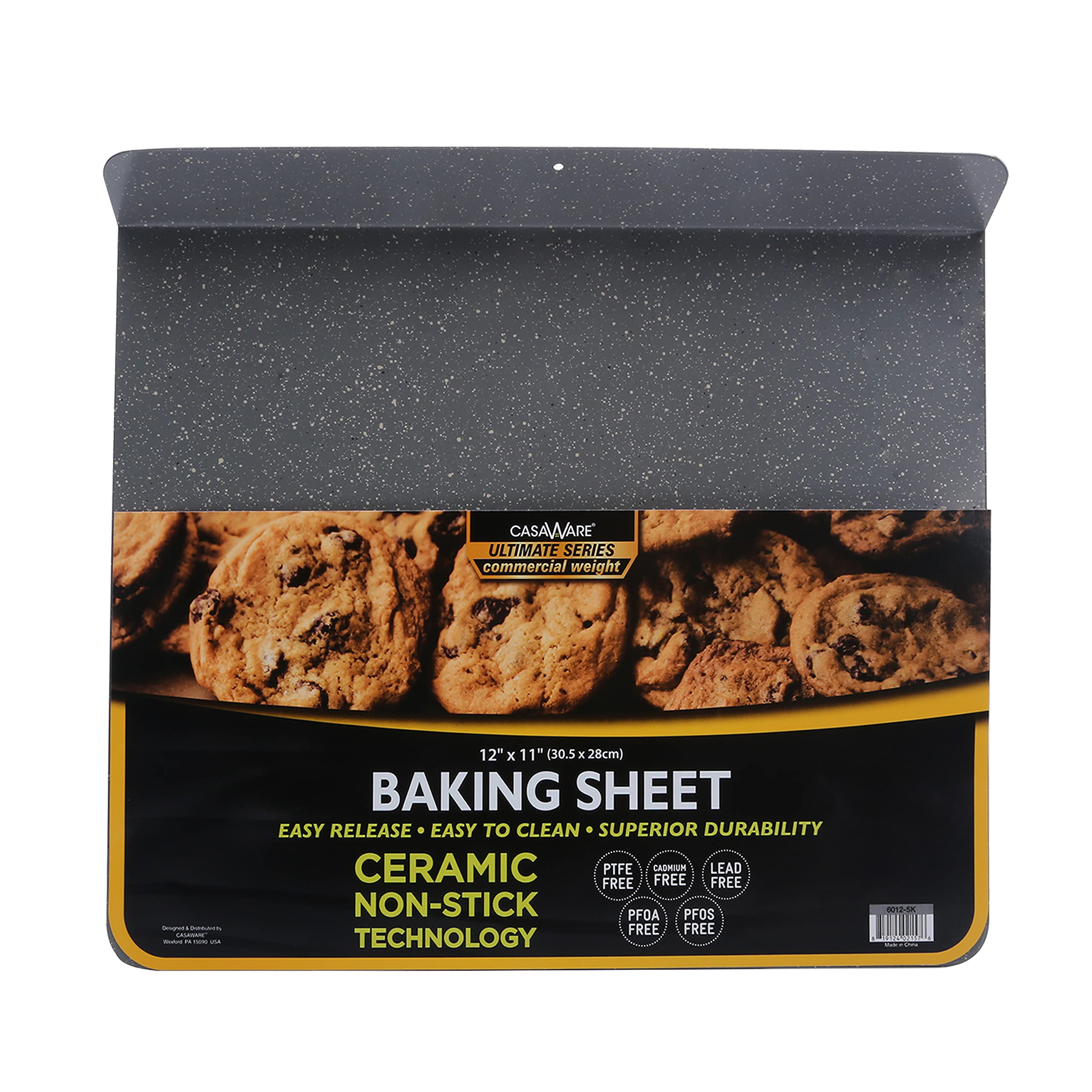 Casaware Toaster Oven 12 X 10-Inch Baking Sheet With A 1.5-Inch Handle (Silver Granite)