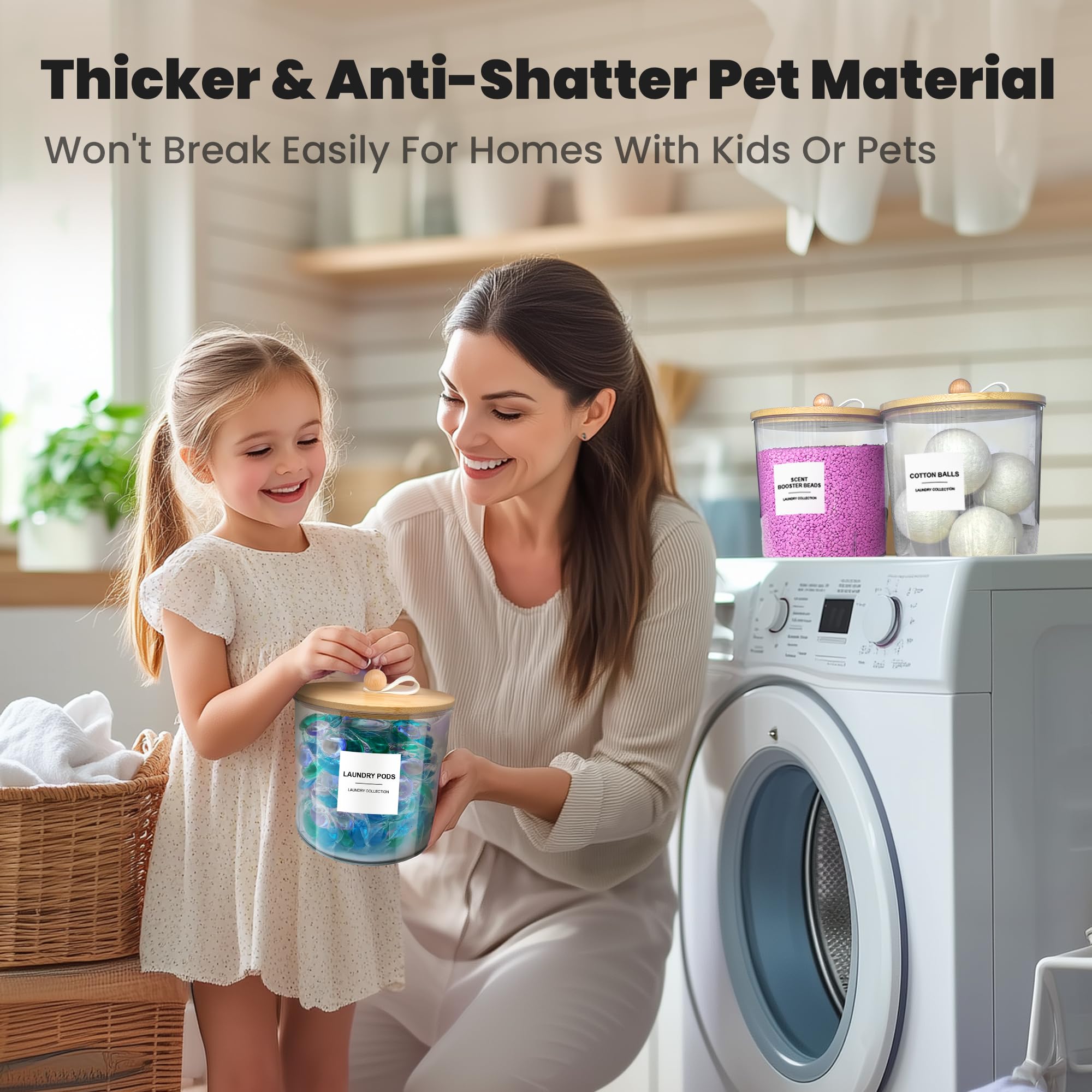 2 Pack Laundry Pods Container,Laundry Room Organization And Storage Jars,Laundry Detergent Container For Powder,Pods,Scent Boost