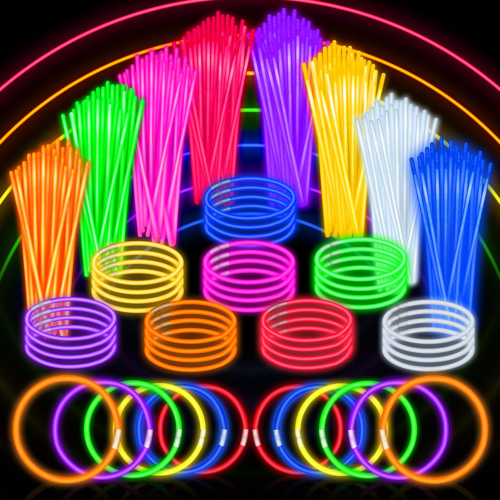 SpringFlower 200Pcs Ultra Bright Glow Sticks, Glow Sticks Bracelets For Kids Party Favors, Glow in The Dark Party Supplies, Glow