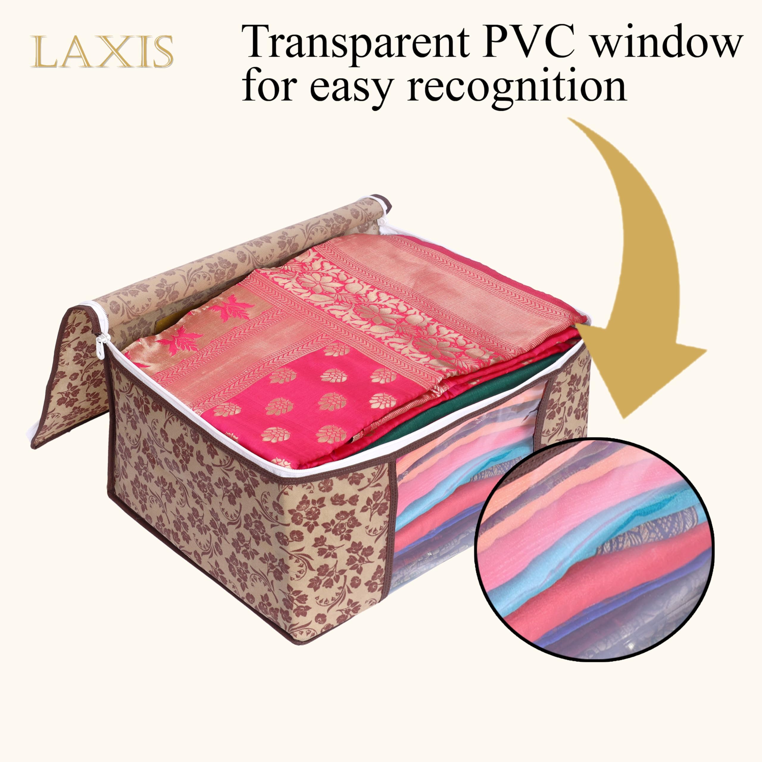 Homfil Brand - Laxis Saree Covers With Zip Non-Woven Printed Saree Cover/Saree Organizer For Wardrobe/Cloth Storage/Organizer Wi