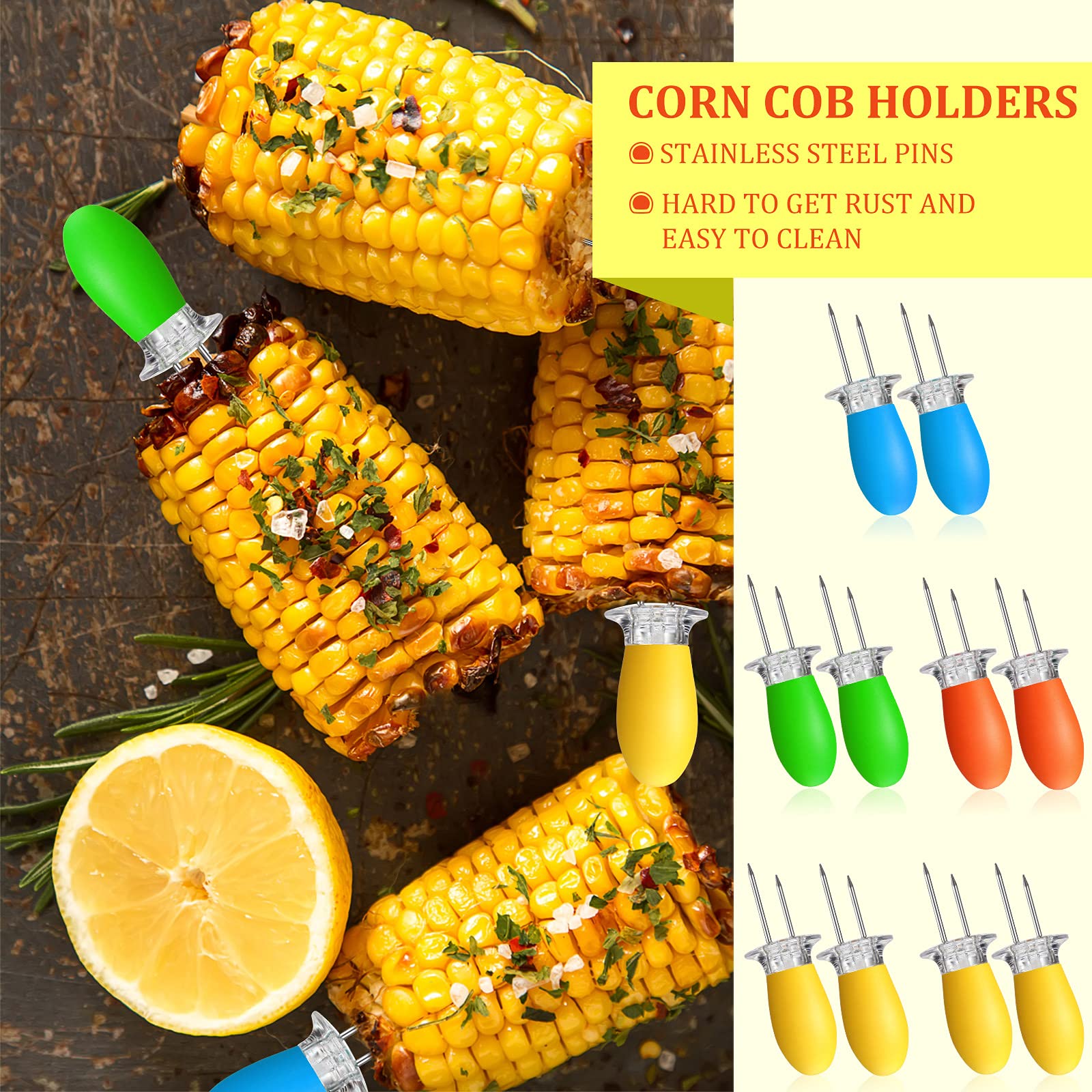 13 Pieces Corn Peeler Cob Corn Remover Corn Zipper Corn Silk Remover Corn Cob Holders Pins For Home Kitchen Restaurant Use