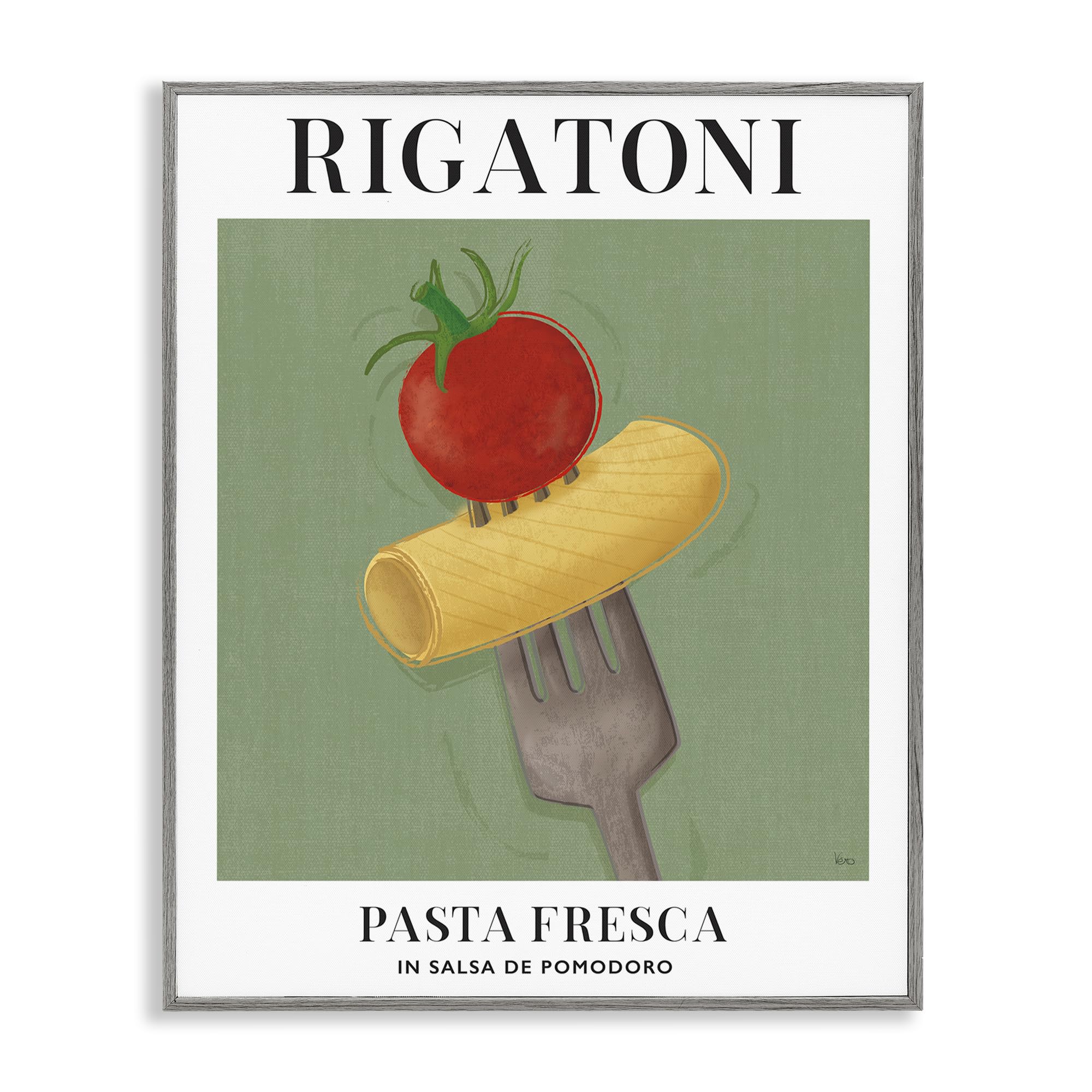 Stupell Industries Vintage Rigatoni on Fork Gray Framed Giclee Art Design by Veronique Charron, 11 x 14