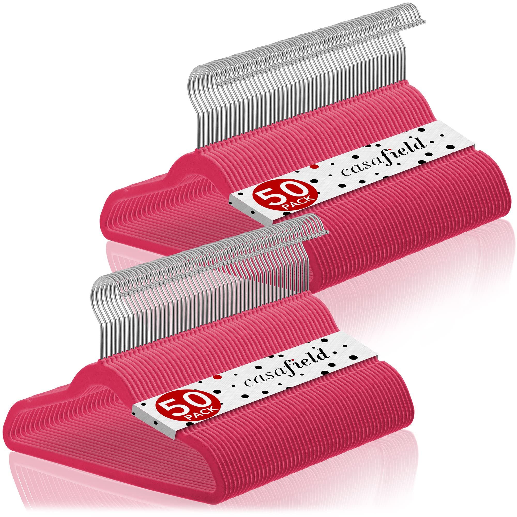 Casafield 100 Velvet Kid'S Hangers - 14'' Size For Children'S Clothes - Pink