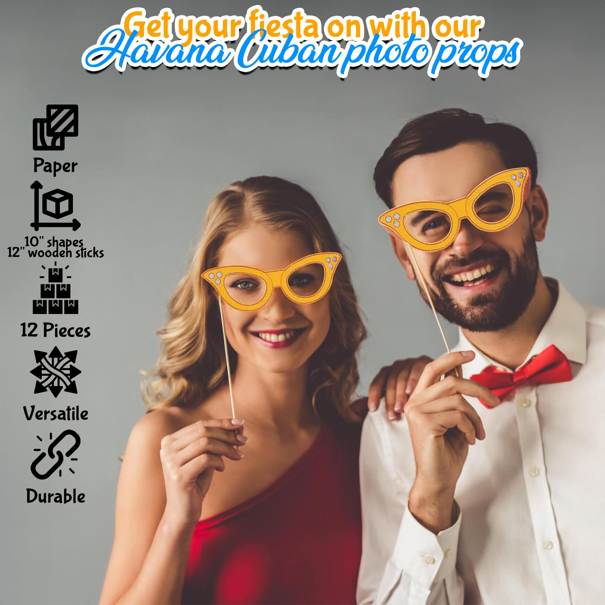 Havana Cuban Theme Party Photo Booth Props (Set Of 12) Havana Nights Party Supplies