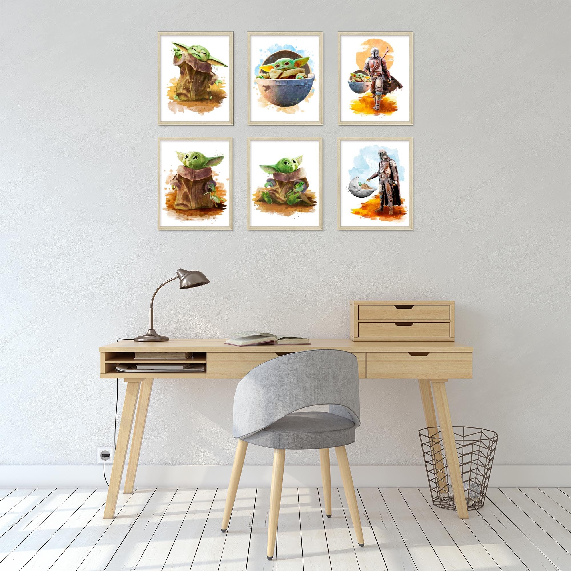 BigWigPrints Baby Yoda Poster - Baby Yoda Room Decor  Star Wars Wall Decor  Baby Yoda Wall Decor  Star Wars Room Decor for Boys  Mandalorian Poster  Star Wars Nursery Decor - 6 Pack (8x10'') Unframed