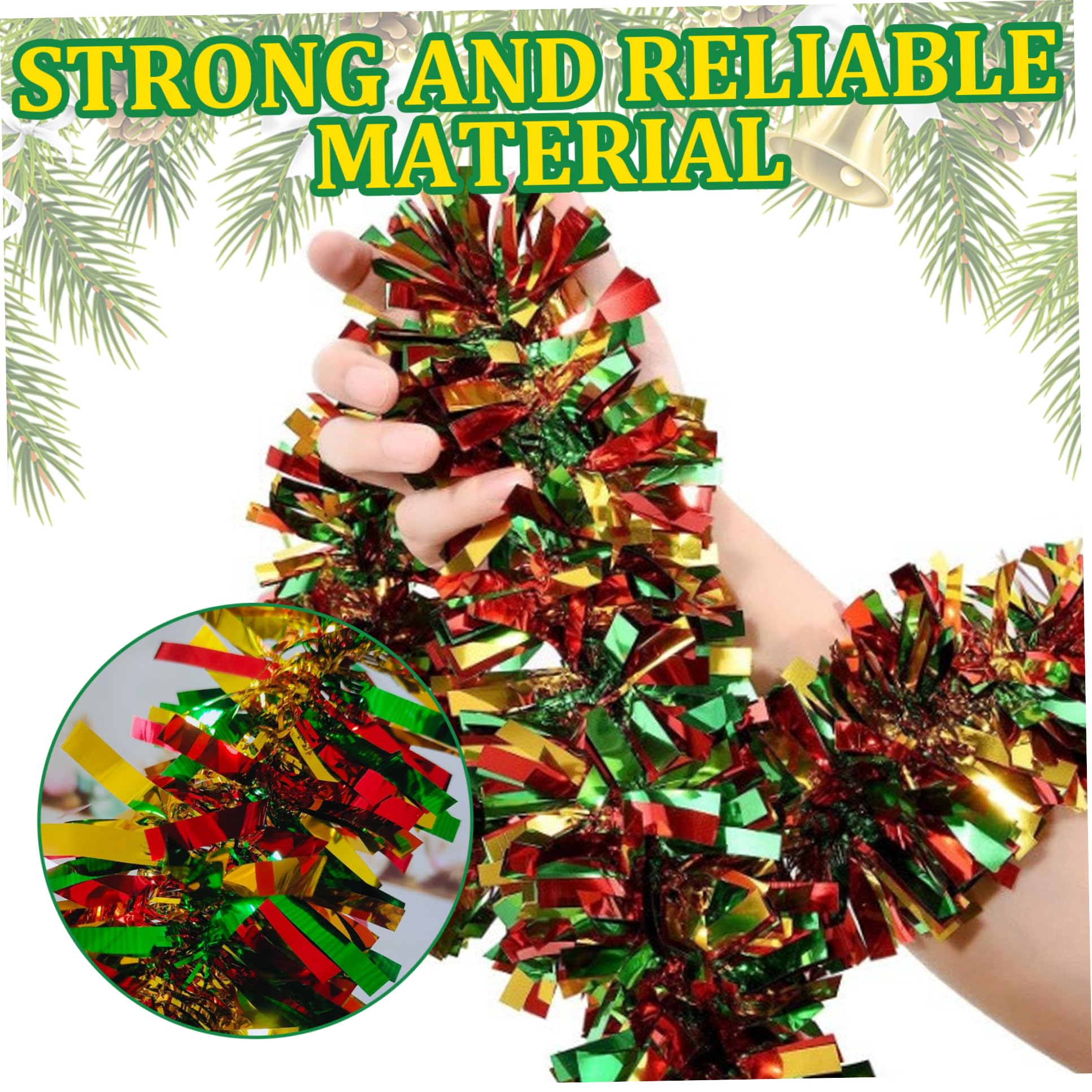 Yeory 5Pcs Tinsel Garland Juneteenth Decorations 79'' Long Metallic Twist Red Green Golden Garland Hanging Juneteenth Garland fo