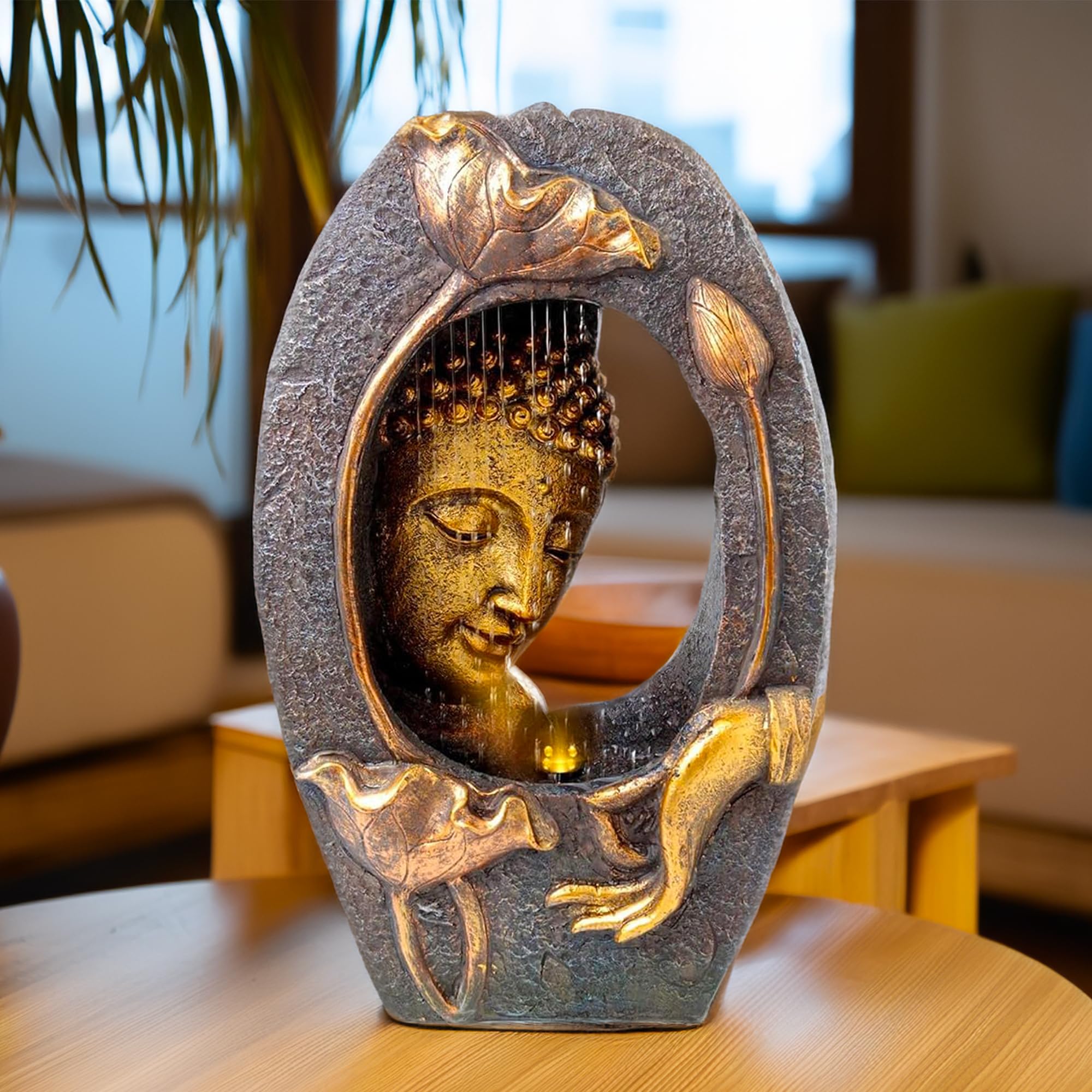 The Better Home Resin Shiva Water Fountains For Dcor (19Cm) Diwali Decoration Items For Home Dcor With Led Light|Home Decor Item