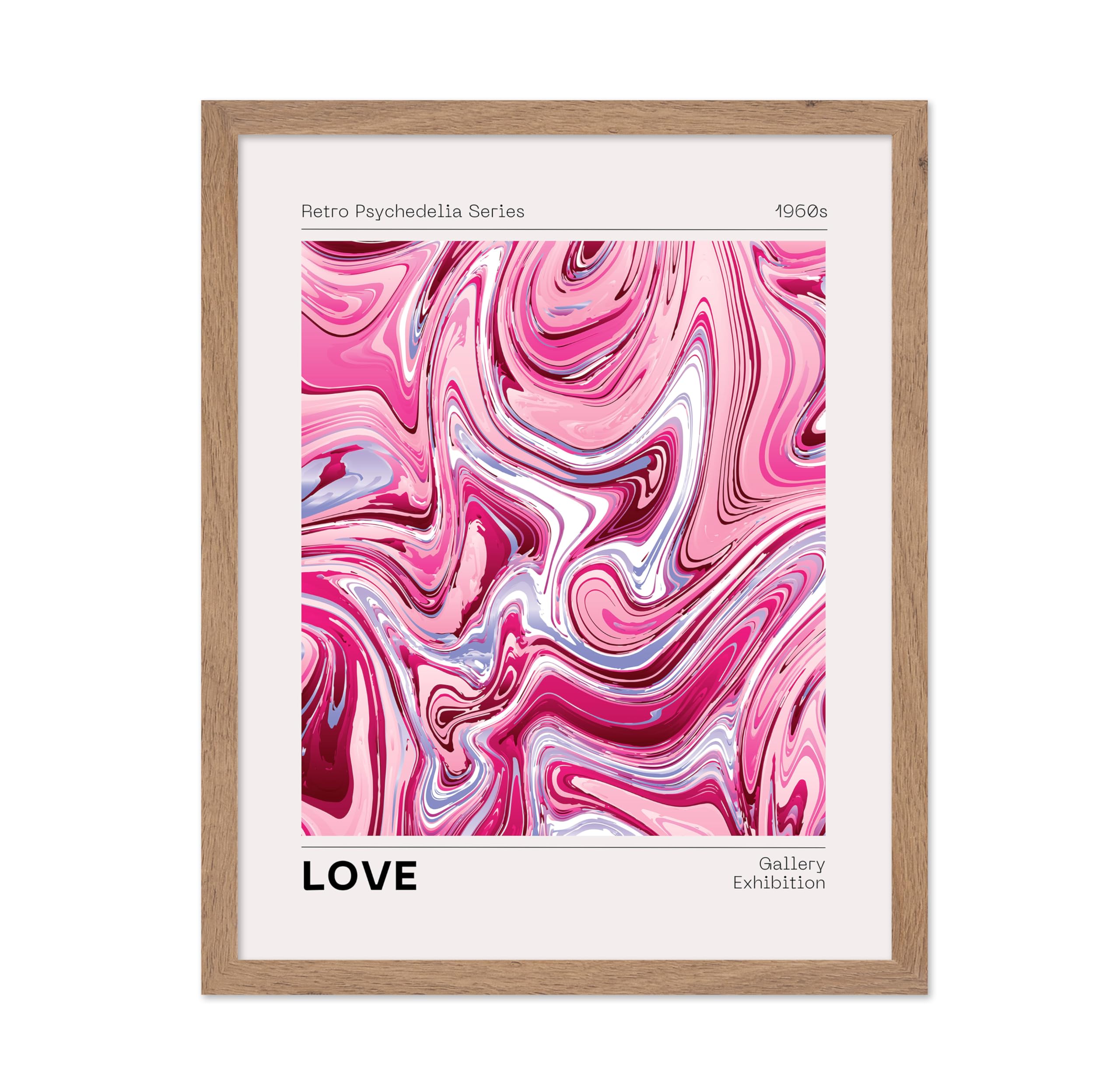 Poster Master Illustration Poster - Retro Psychedelic Print - Pink Aura Gradient, Marble Tapestry, Love, Abstract - Gift for Art