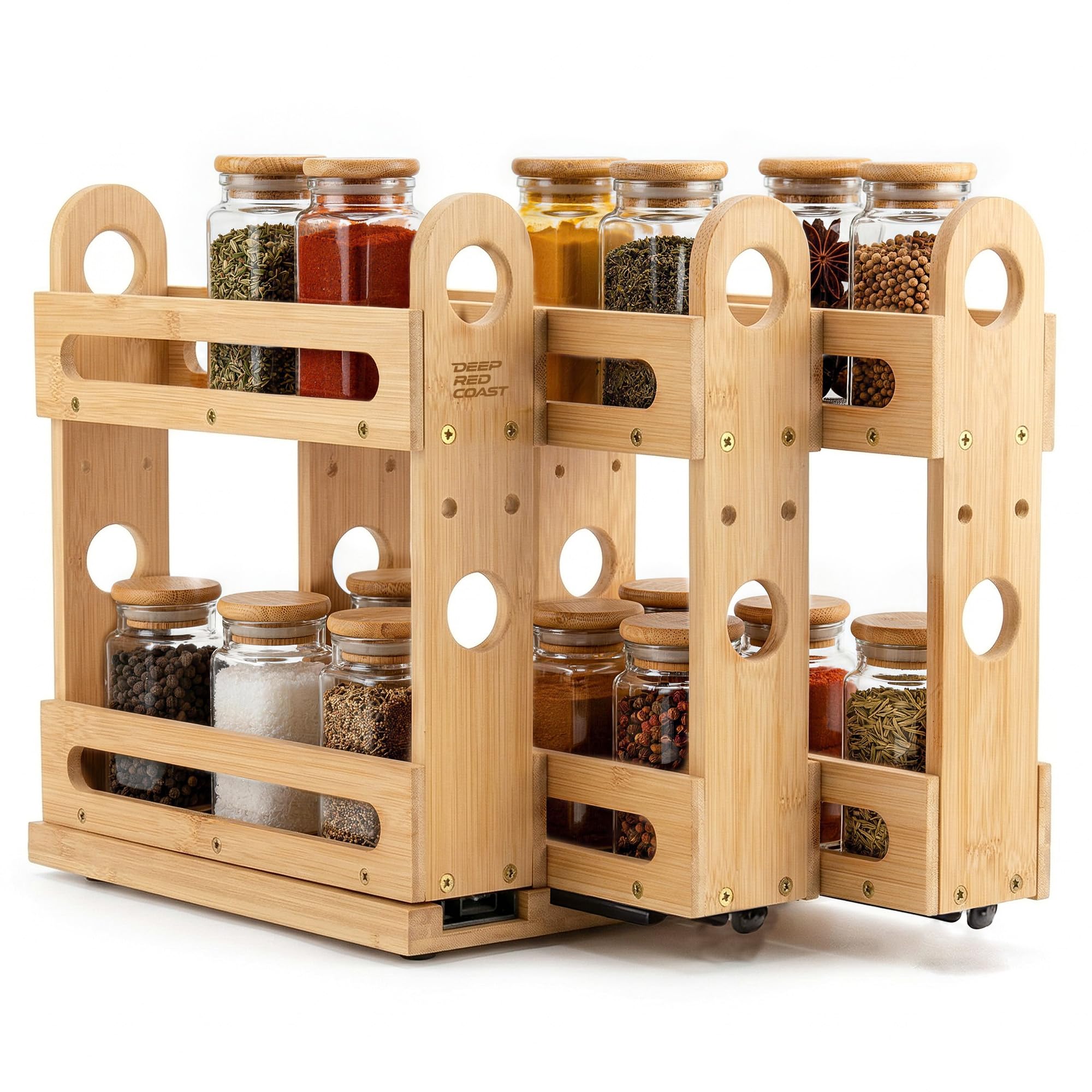 deepredcoast Pull Out Spice Rack Organizer for Cabinet, 9 Inch Deep