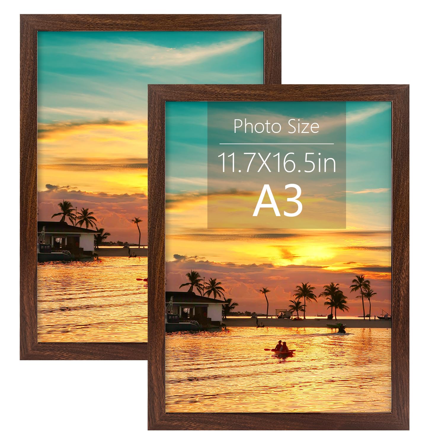 Frametory, A3 Frame Set of 2, 11.7x16.5 inch Picture Frame with Plexiglass, Gallery Wall Frame - Horizontal and Vertical Wall Mo