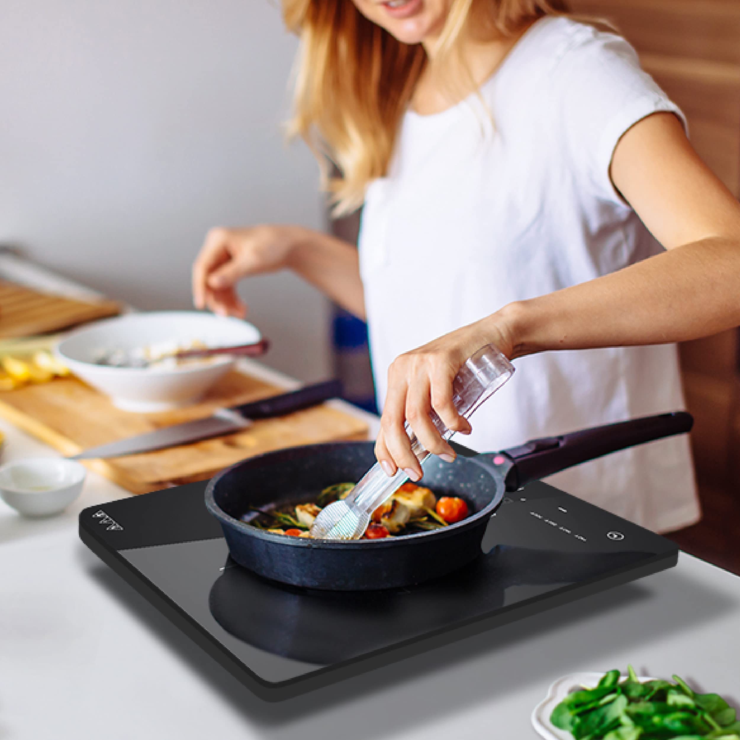Ciarra Catih1 1800W Portable Induction Cooktop, Ultra Slim Single Electric Countertop Burner With Sensor Touch And Digital Timer