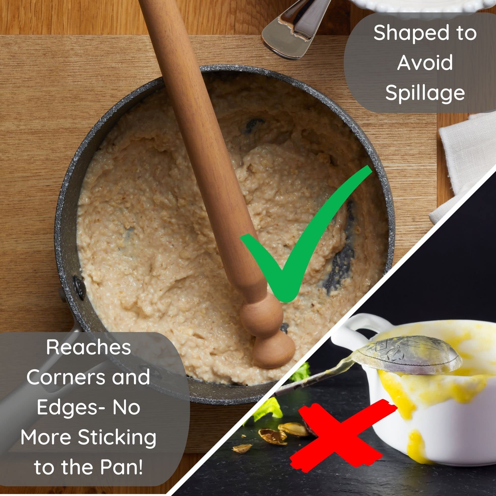 Muldale Wooden Porridge Spurtle - 11.5'' Oatmeal Spoon Scottish Stick Stirrer - Spurtles Kitchen Tools - Traditional Scottish Wo