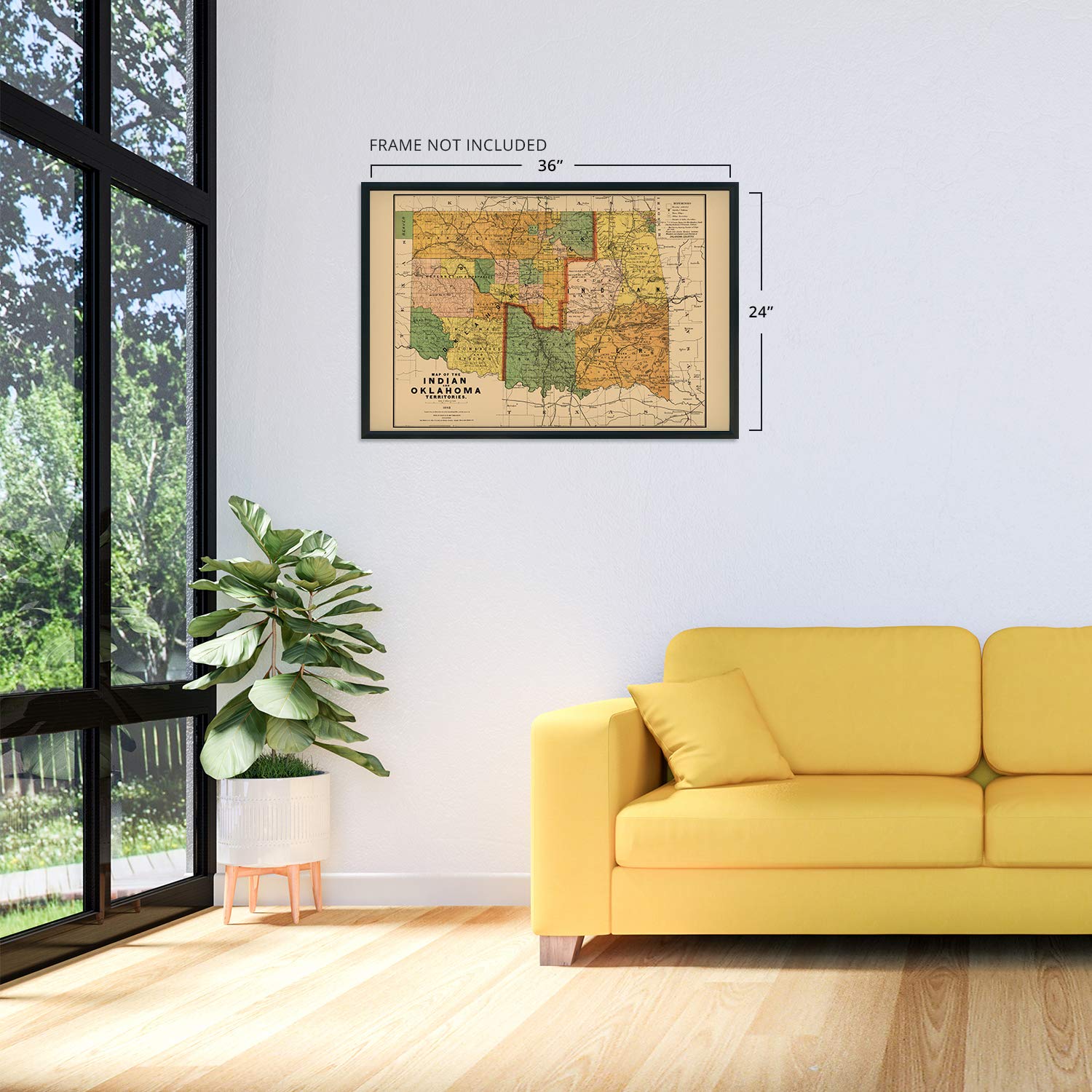Historix Vintage 1892 Map Of The Indian And Oklahoma Territories - 24X36 Inch Vintage Map Of Oklahoma Wall Art - Vintage Oklahom