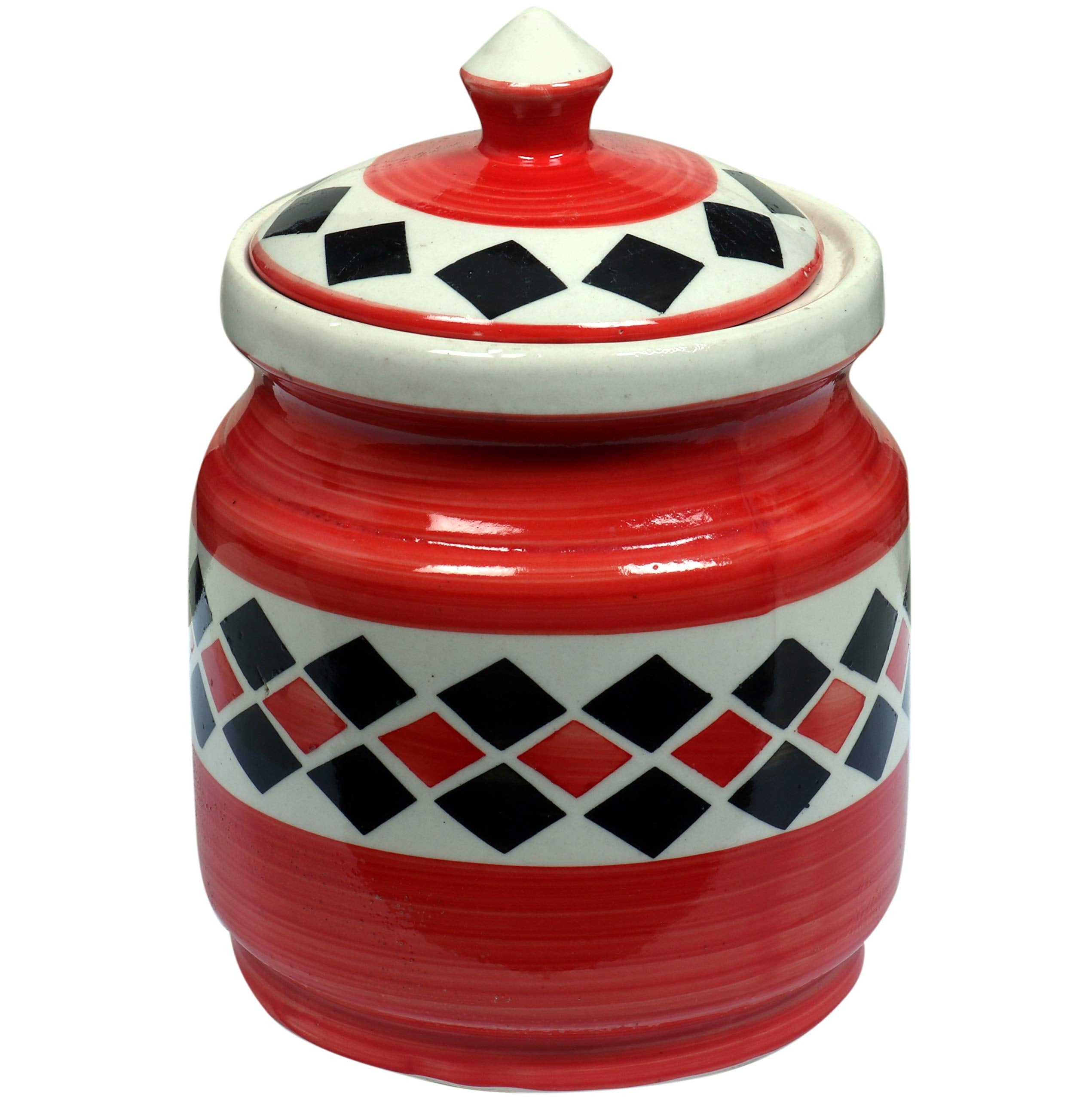 Raj Royal Ceramic Storage Container Jar With Lid Storage Canister For Home Kitchen (Red) -1.25 Kg