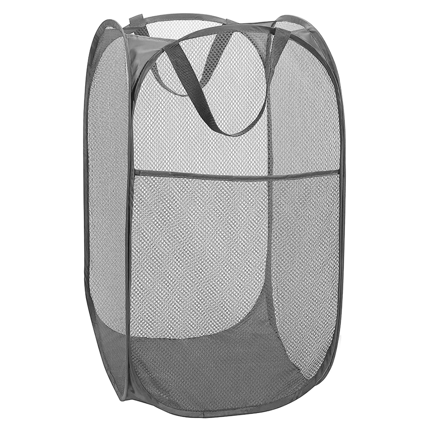 Deluxe Strong Mesh Pop Up Laundry Hamper Basket With Side Pocket For Laundry Room, Bathroom, Kids Room, College Dorm Or Travel G