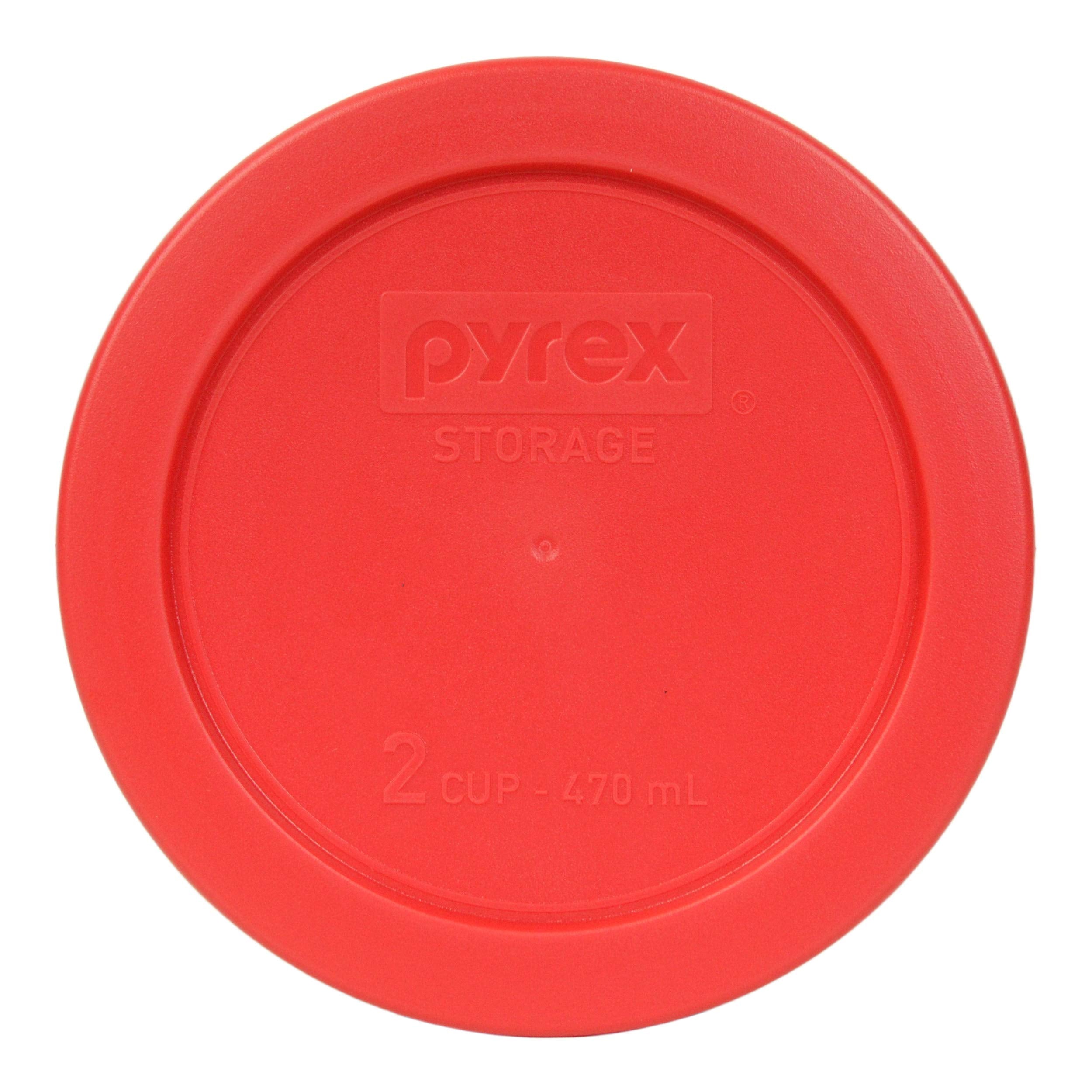 Pyrex 7200-Pc Red 2 Cup Round Plastic Storage Lid, Made In Usa