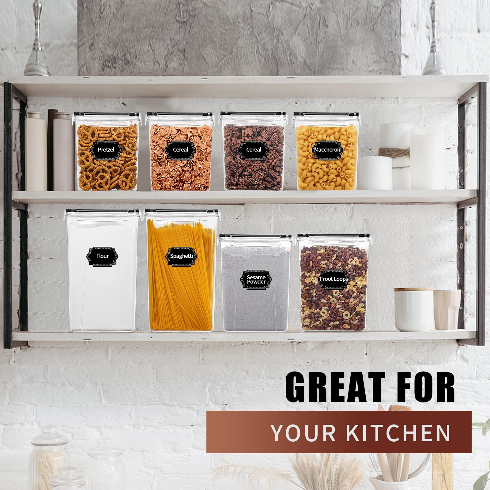 Skroam Large Airtight Food Storage Containers With Lids, 10 Pack Cereal Containers Storage Set - Bpa Free Pantry Organizers And
