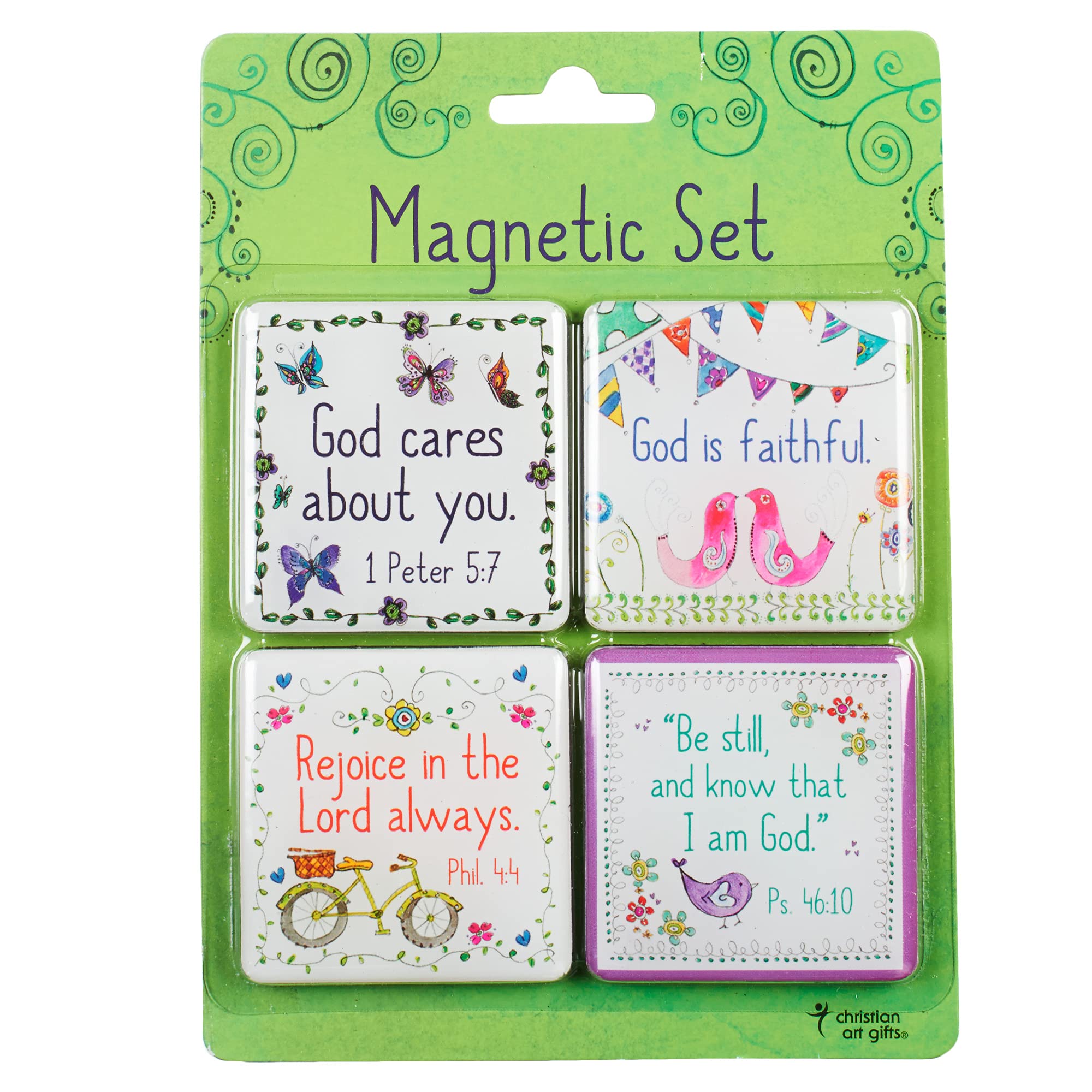 Christian Art Gifts Whimsical Refrigerator Magnets with Scripture 1 Peter 5:7 Inspirational Bible Verse - Everyday Blessings Fri