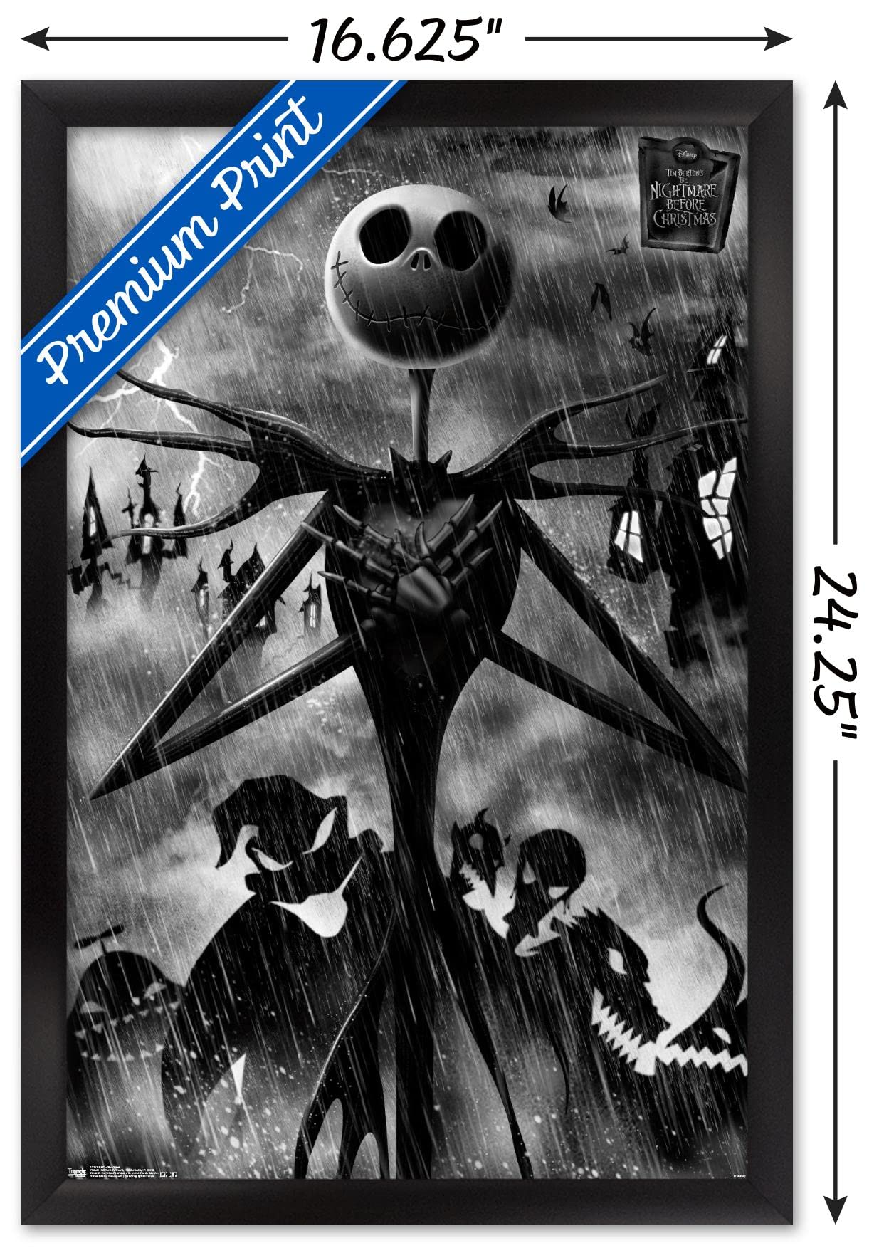 Trends International Disney Tim Burton'S The Nightmare Before Christmas-Shadows Wall Poster, 14.725'' X 22.375'', Black Framed V