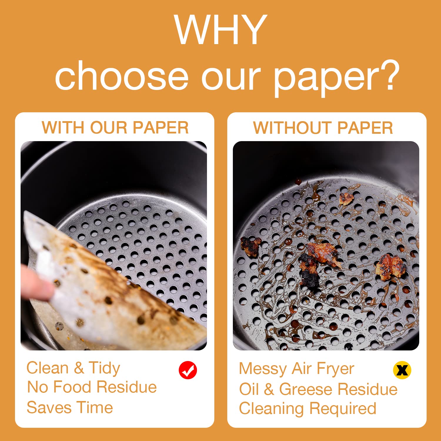 Scove 100Pcs Air Fryer Parchment Paper, 8.5 Inch Disposable Air Fryer Liners Square For Steaming Basket, Oven, Cooking, And Baki