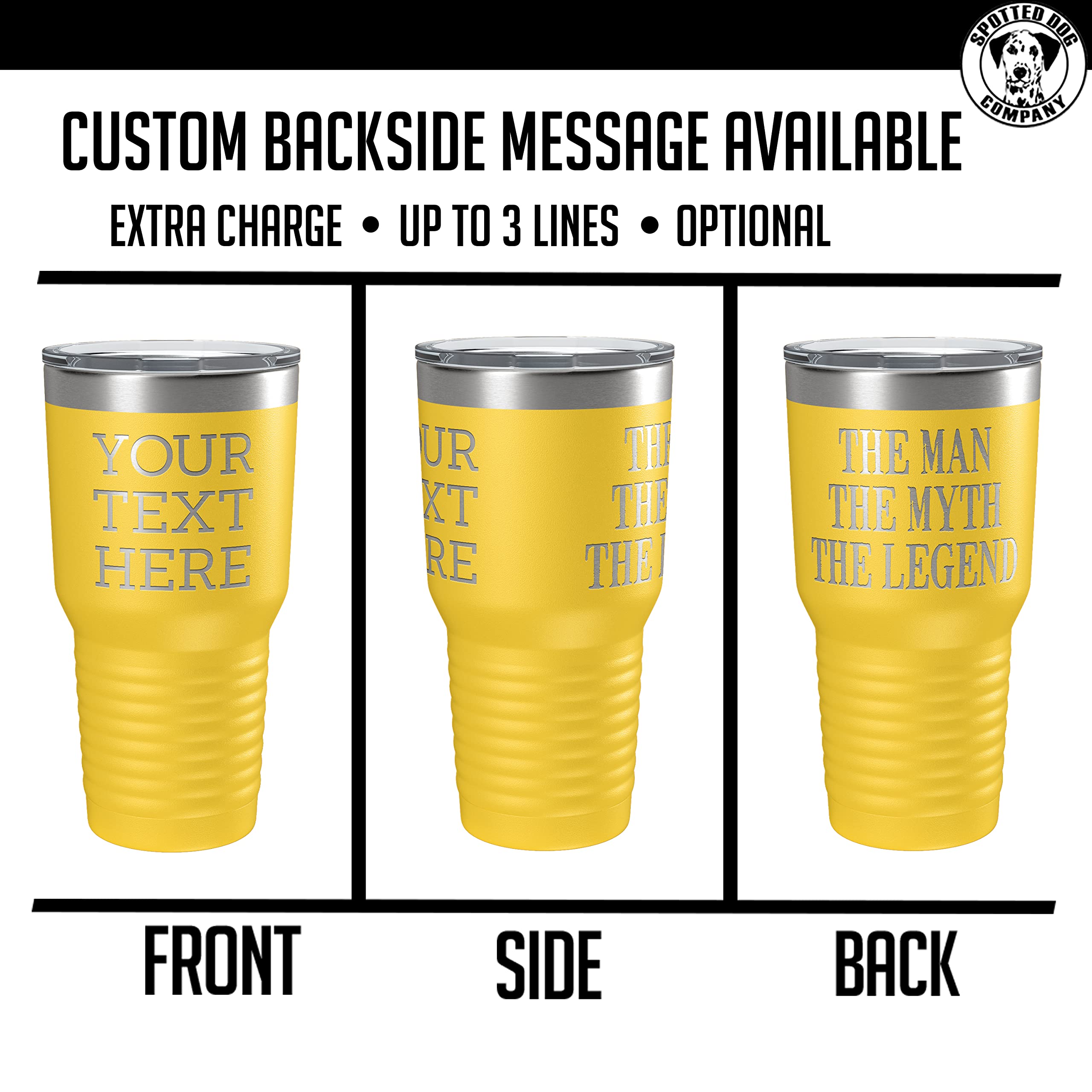 Personalized 30Oz (17 Colors) Powder Coated Insulated Stainless Steel Tumbler With Lid, Custom Etched, Customized Text Message N