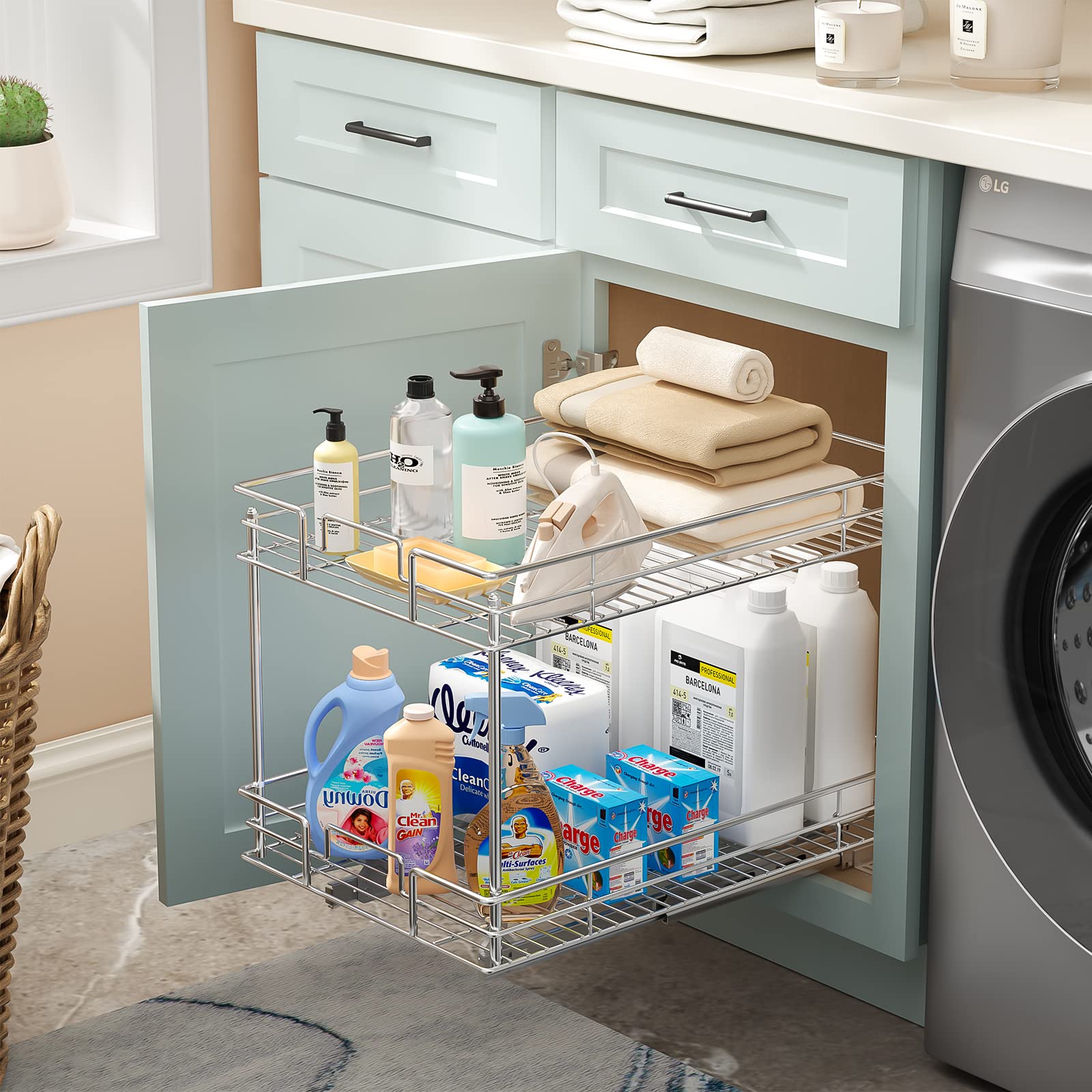 Roomtec Pull Out Cabinet Organizer, Kitchen Cabinet Organizer And Storage 2-Tier Cabinet Pull Out Shelves For Kitchen,Under Sink