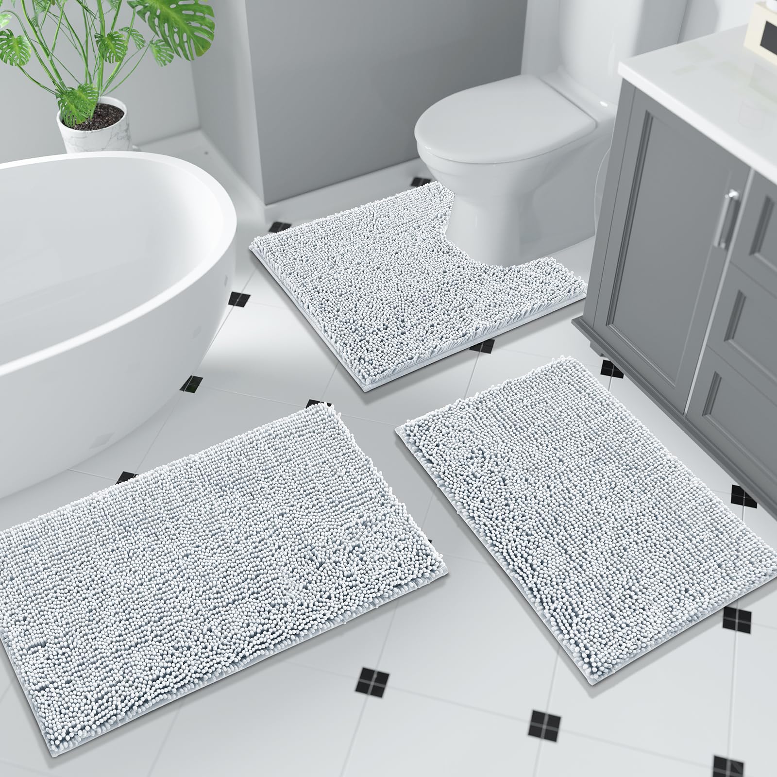 Yimobra Bathroom Rugs, 44'' X 24'', Extra Soft Chenille Bath Rugs, Non-Slip, Water Absorbent, Thick Floor Mat With Machine Washa