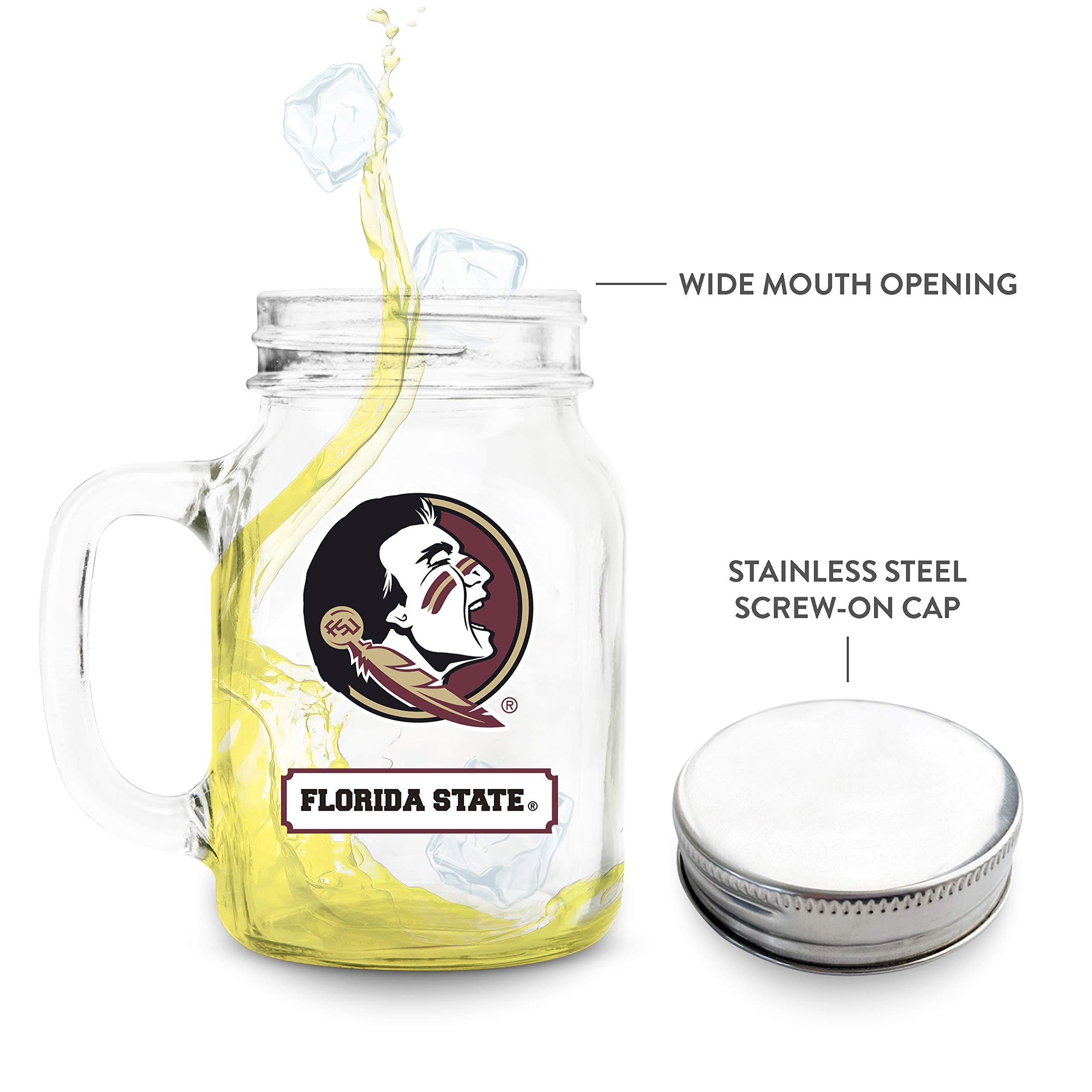 Duck House Ncaa Florida State Seminoles 20Oz Glass Mason Jar