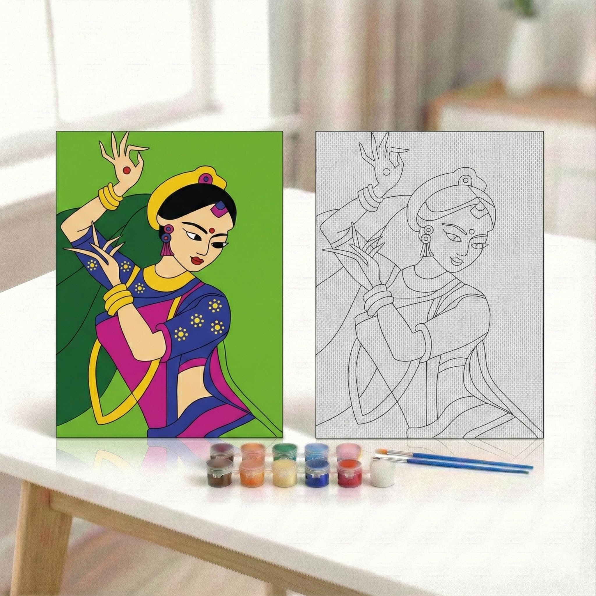 HOBBY INDIA Canvas Painting Board Kit for Kids & Adults | DIY Art & Craft Gift for Boys & Girls | PreDesigned Indian Handmade A