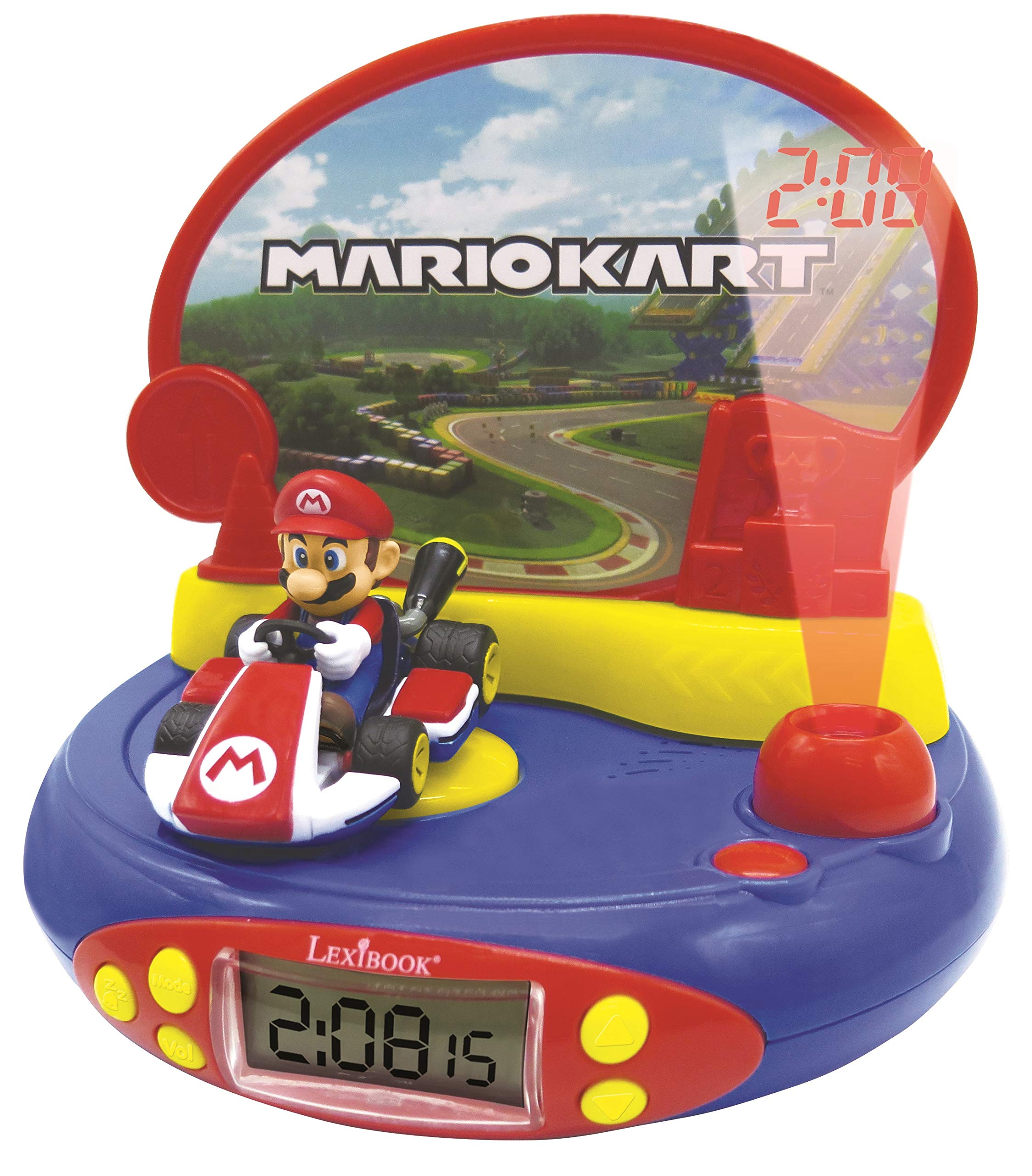 Lexibook, Super Mario, Projector Alarm Clock For Kids, Nightlight And Time Projection To The Ceiling, Sound Effects, Battery-Pow