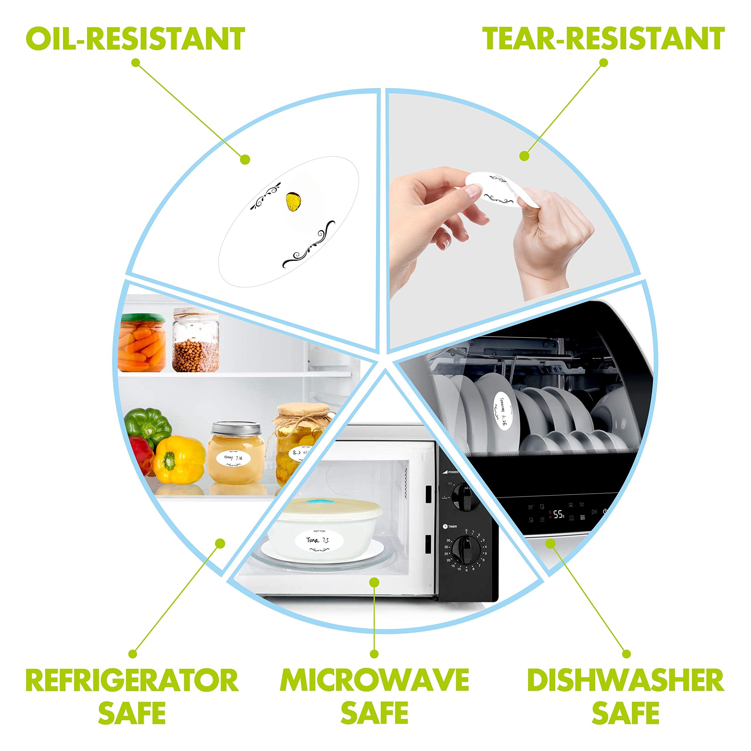 500 Removable Freezer Pantry Canning Labels Set Water Oil Resistant With Perforation Line For Food Containers Jars Kitchen Resta