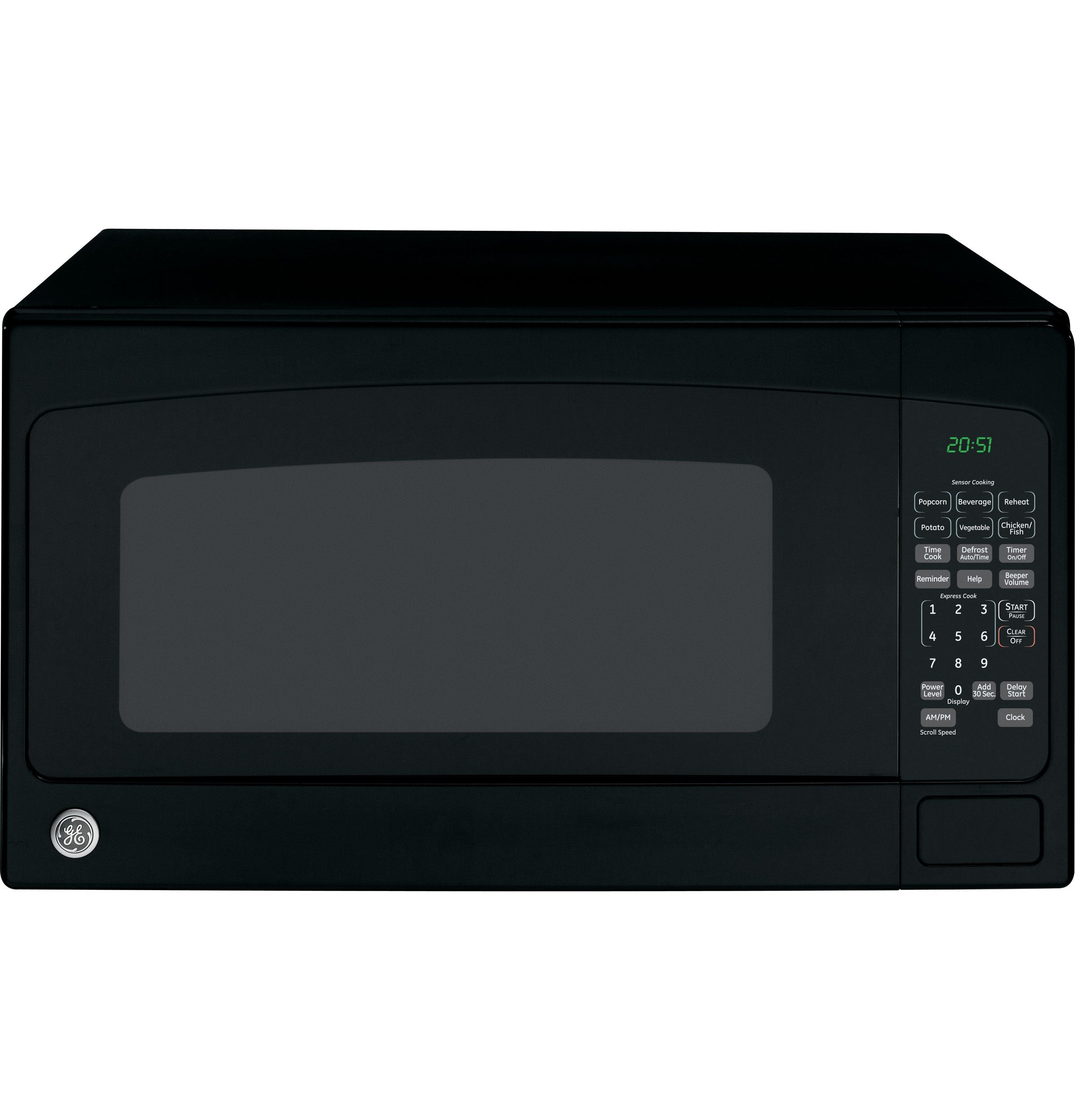 GE JES2051DNBB Countertop Microwave Oven, 1,200-watt Capacity, 2.0 Cubic Ft., 8 Auto Setting Cooking Settings, Kitchen Essential