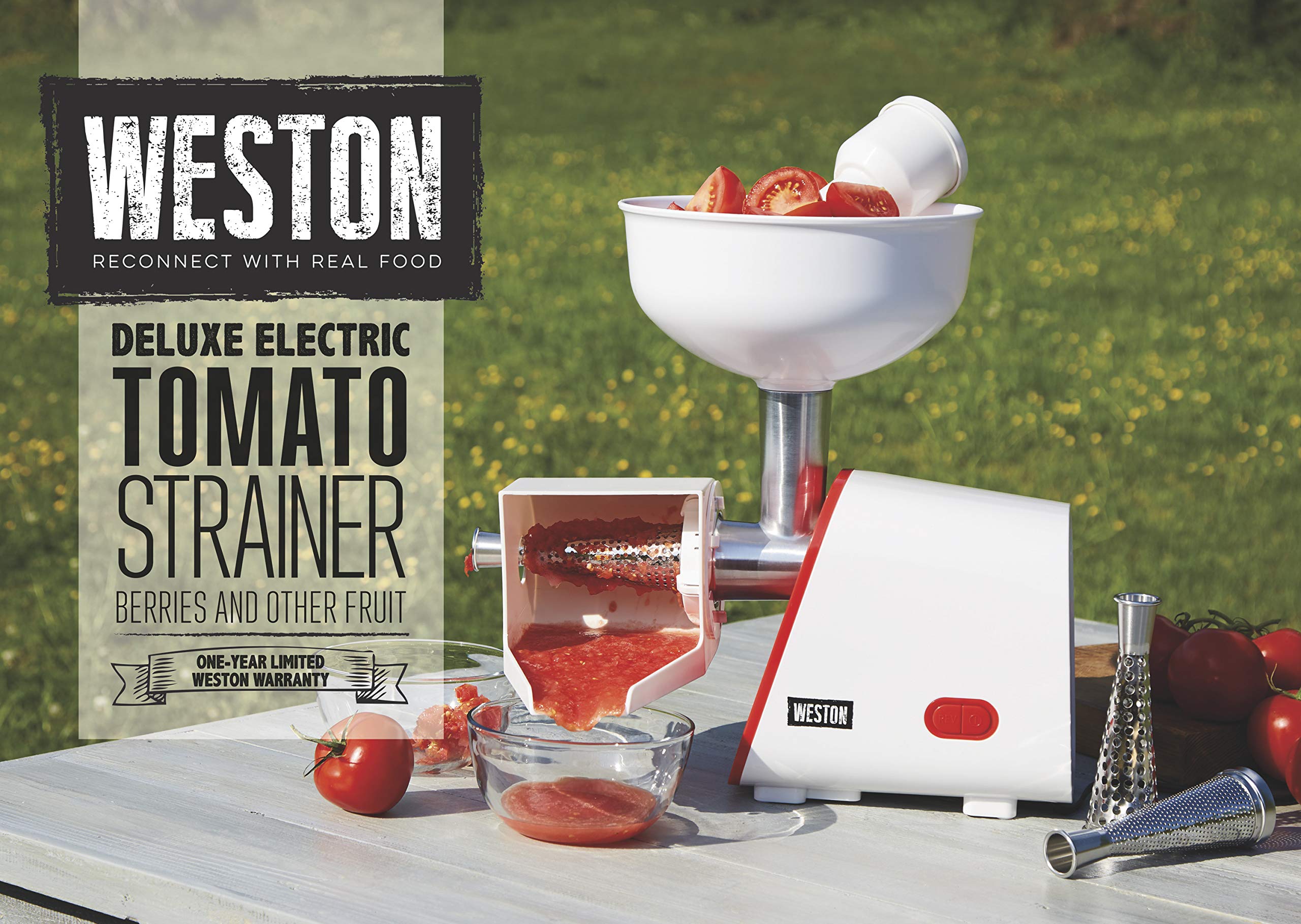 Weston Brands Deluxe Electric Tomato Strainer And Sauce Maker | Easy To Operate Vegetable & Fruit Juicer Machine Juice Extractor