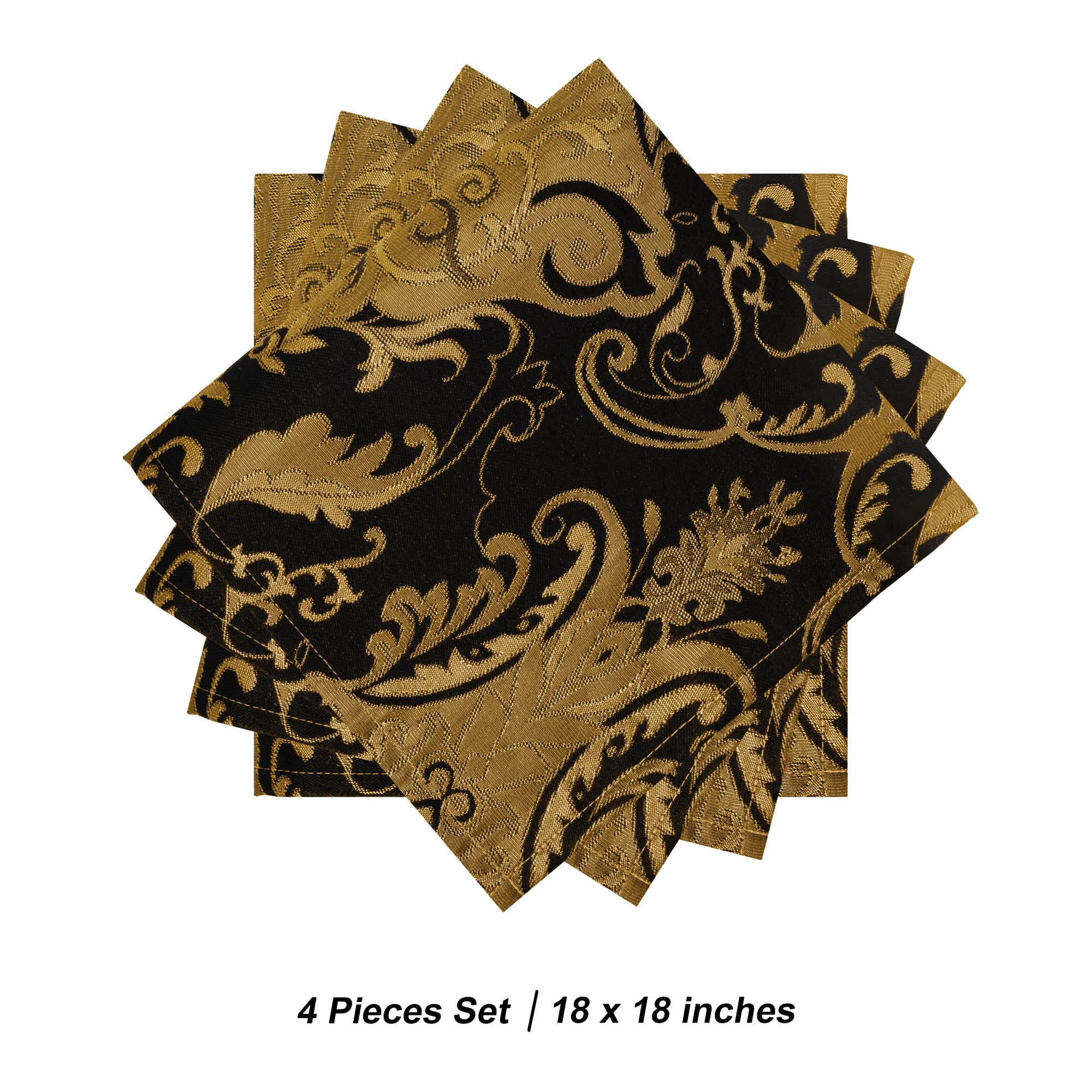 Loom And Mill Luxury Cloth Napkins 18X18 Inch, 4 Pack Classic Damask Jacquard Dinner Napkins For Dining Kitchen Party Halloween