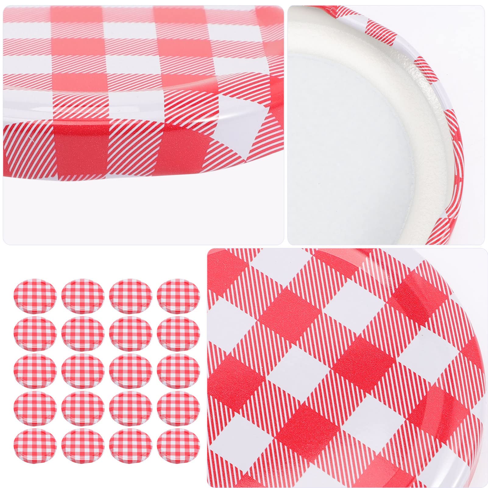Kichvoe 40Pcs Jar Accessory Beverages Tins Jam Drinks Red Decor Jar Lids Regular Mouth Containers Couvercle Canning Rings Glass