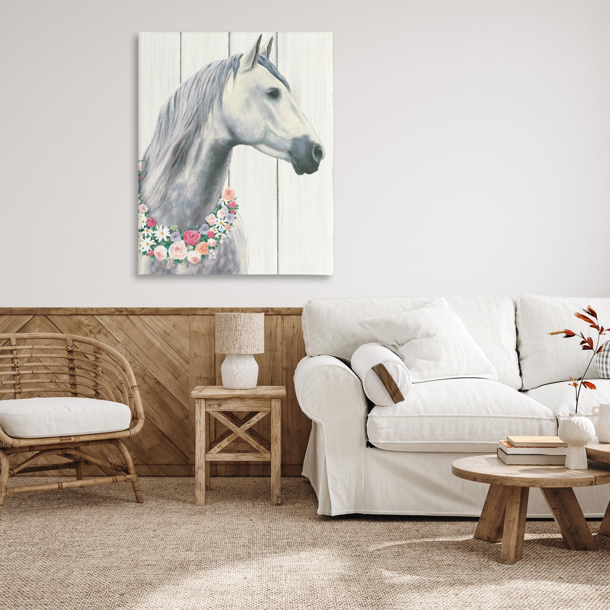 Stupell Industries Spirit Stallion Horse With Flower Wreath Canvas Wall Art  Multi-Color