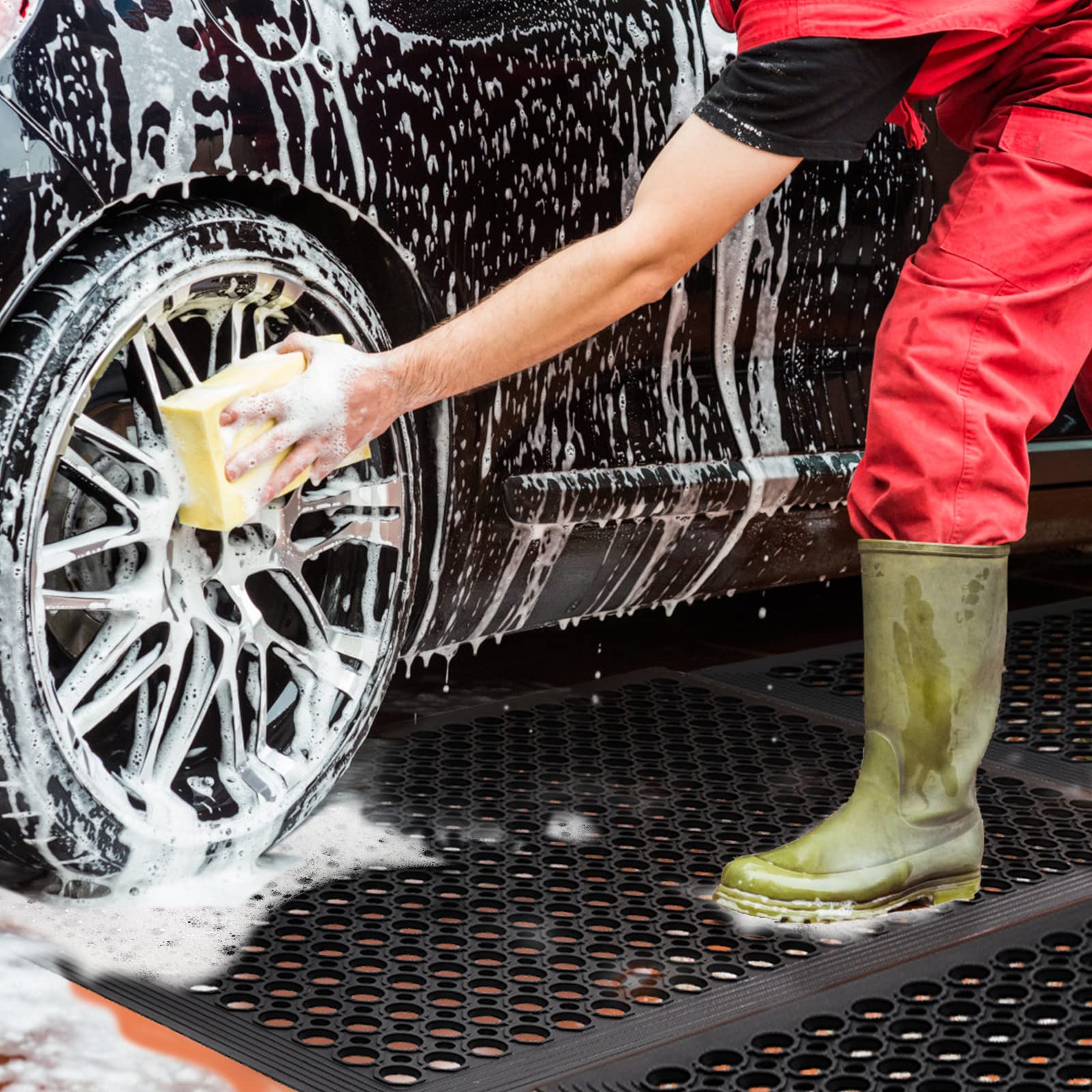 Yoshiko Anti Fatigue Rubber Floor Mats Restaurant Kitchen Drainage Mat Door Mats Durable Non-Slip Bar Floor Mat Utility Mat Indo