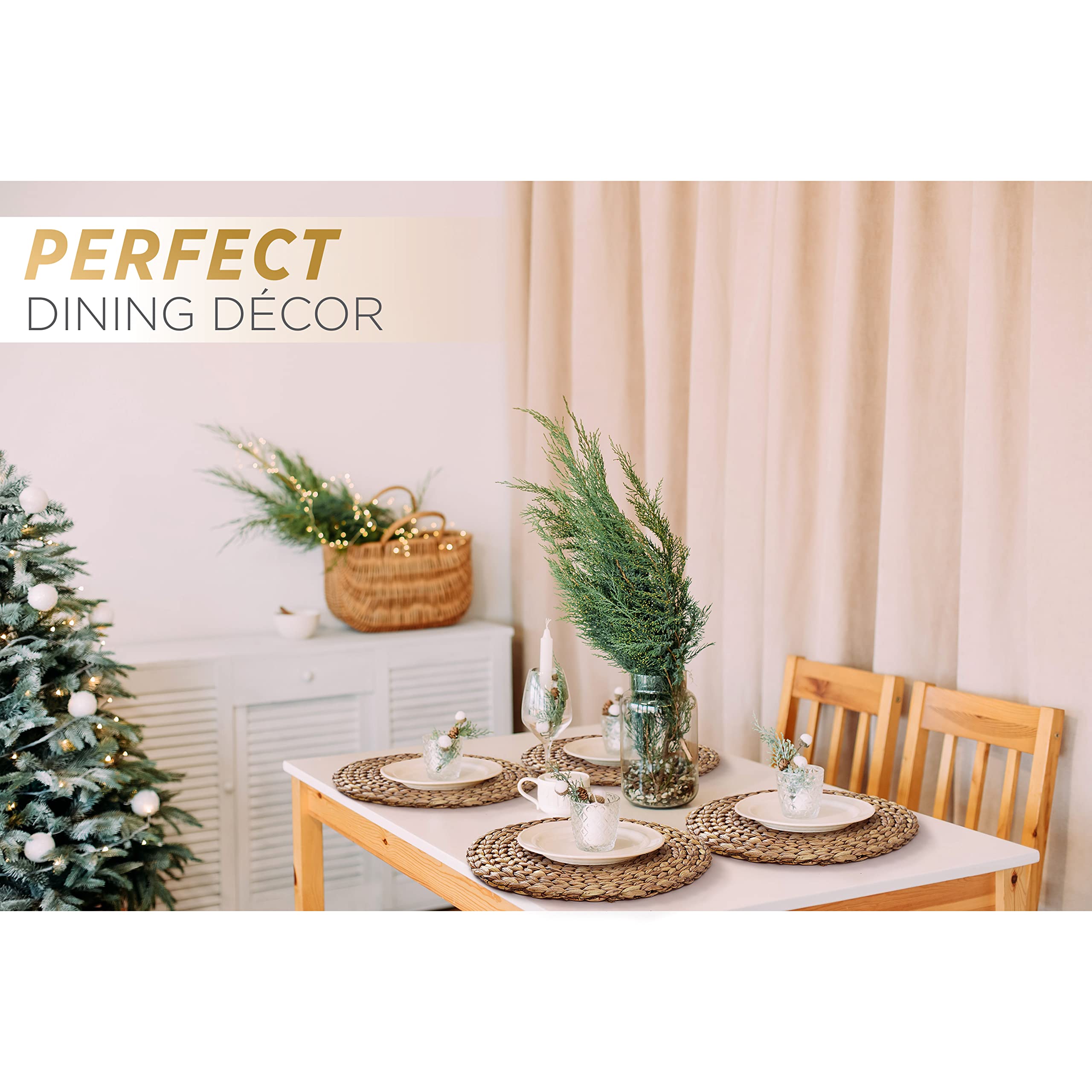 Bluewest Woven Placemats, (Sizes:118-135-15) Round Placemats Rattan Placemats, Wicker Water Hyacinth Placemats, Braided Placemat