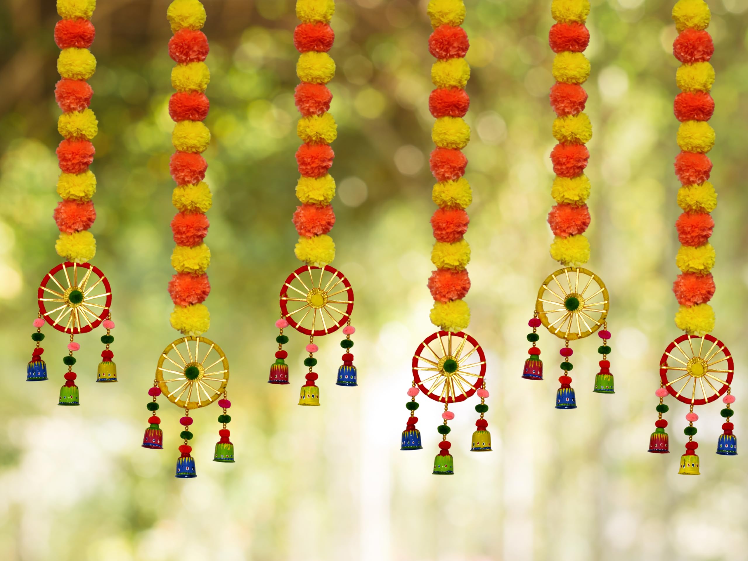 Jh Gallery Plastic Handmade Artificial Marigold Fluffy Flowers Hanging For Home & Office Decoration,Temple Pooja Room Decoration