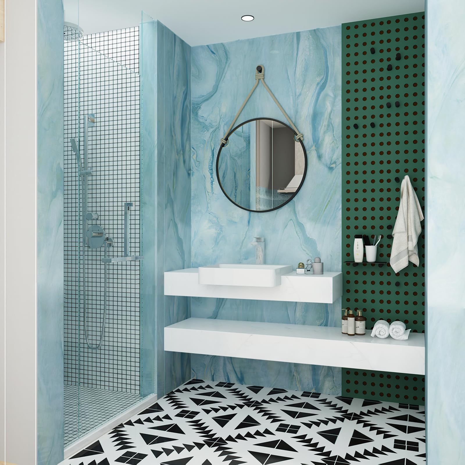 Bumoo Blue Gold Marble Wallpaper 16''    472'' Granite Peel And Stick Contact Paper Self Adhesive Waterproof Removable Modern Na