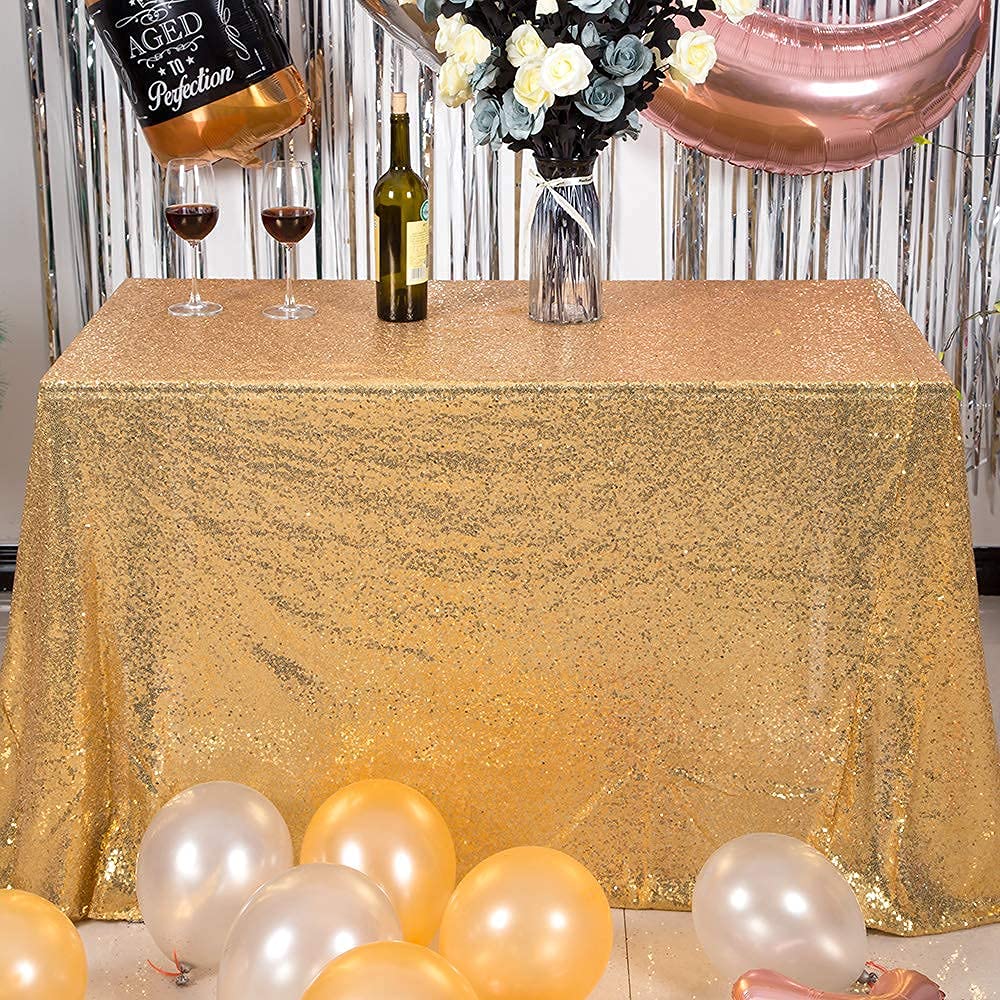Jyflzq Light Gold Sequin Tablecloth 50 X 50 Square Sparkly Drape Table Cloths Table Cover Overlay For Wedding Birthday Party Bab
