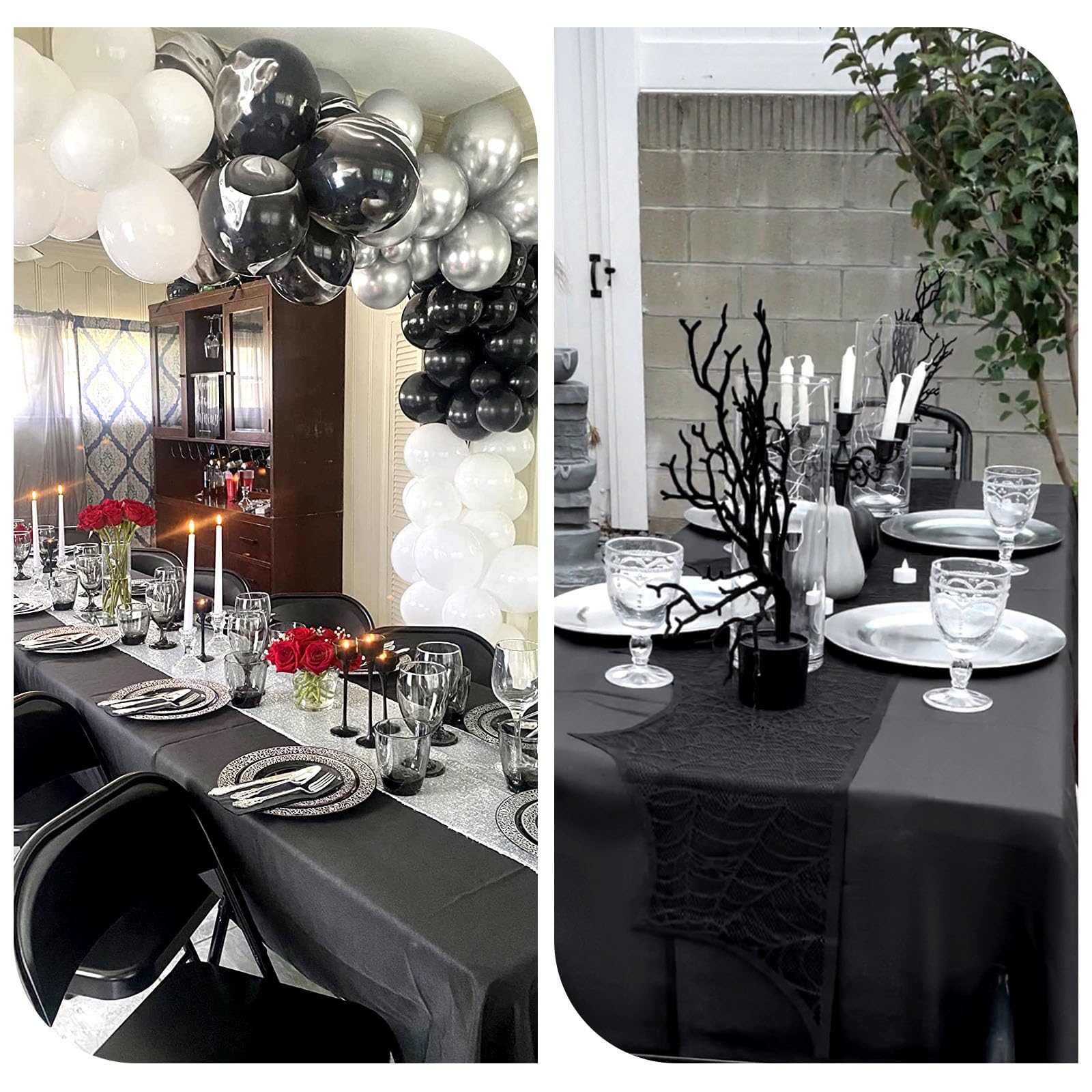 6 Pack Polyester Tablecloth For 6-8 Foot Rectangle Tables,72 X120 Inch Black Polyester Table Clothes Table Covers, Washable Blac